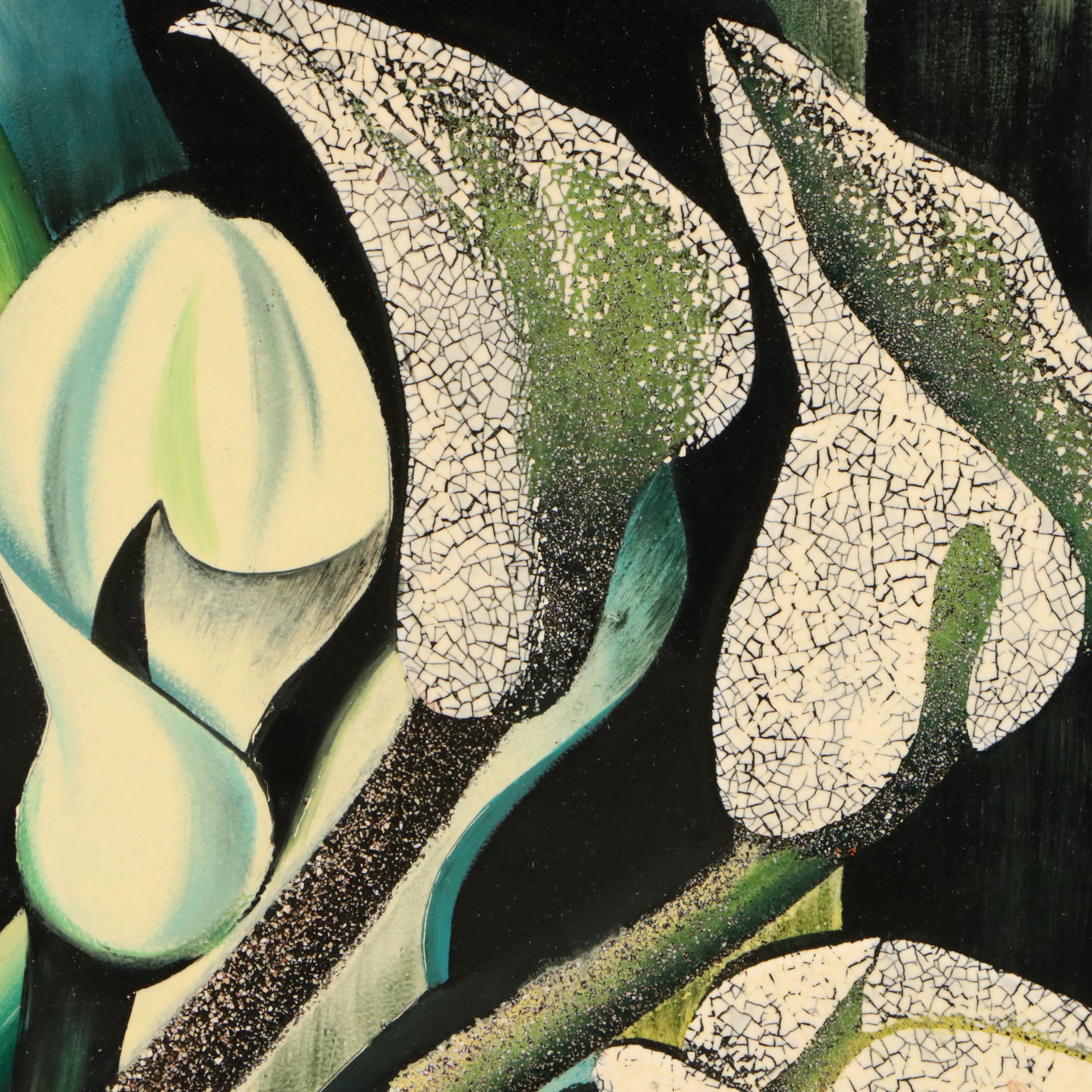 Art Deco Eggshell Lacquer Plaque After Tamara de Lempicka's "Calla Lillies"