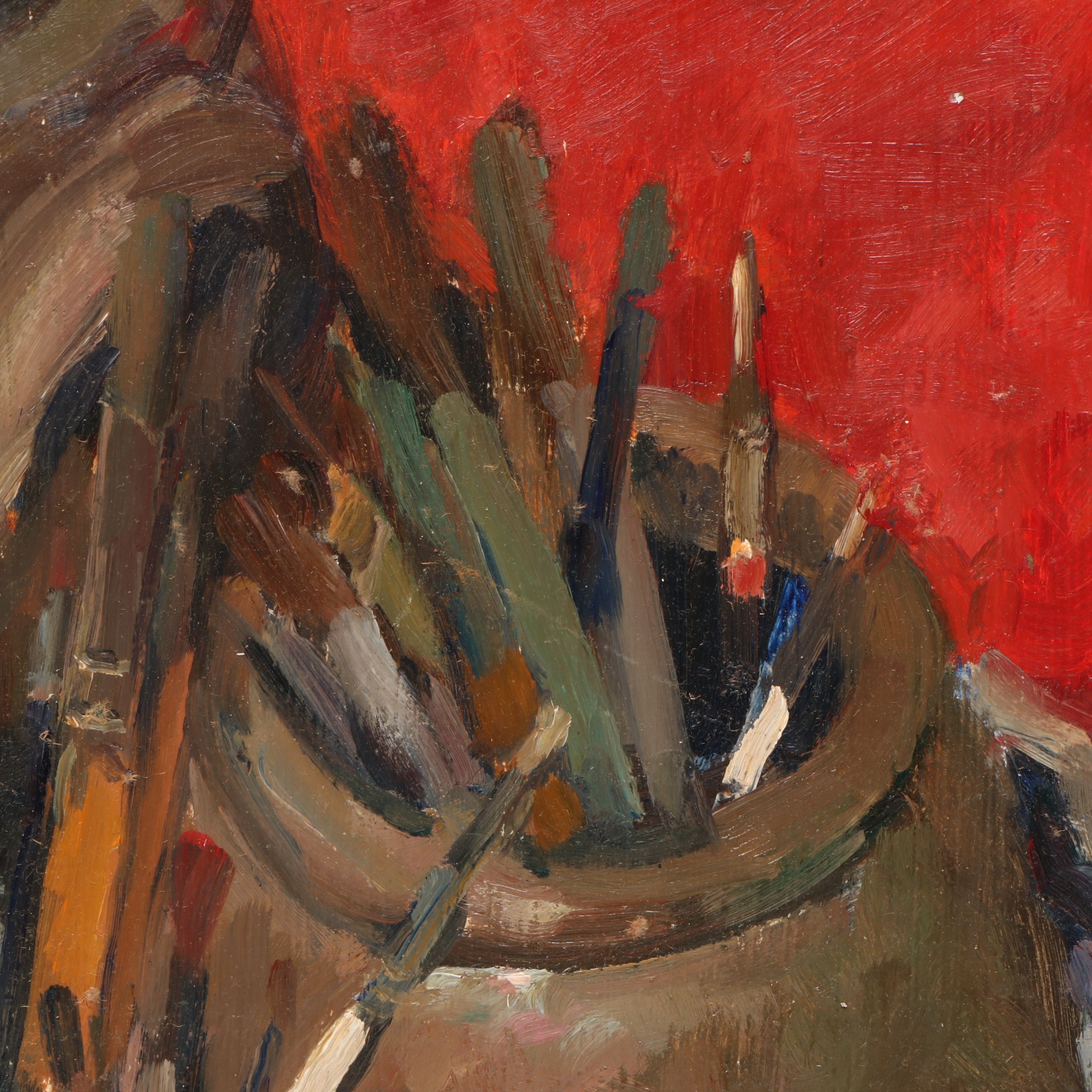 Susan Grisell Still Life Oil Painting of Paintbrushes