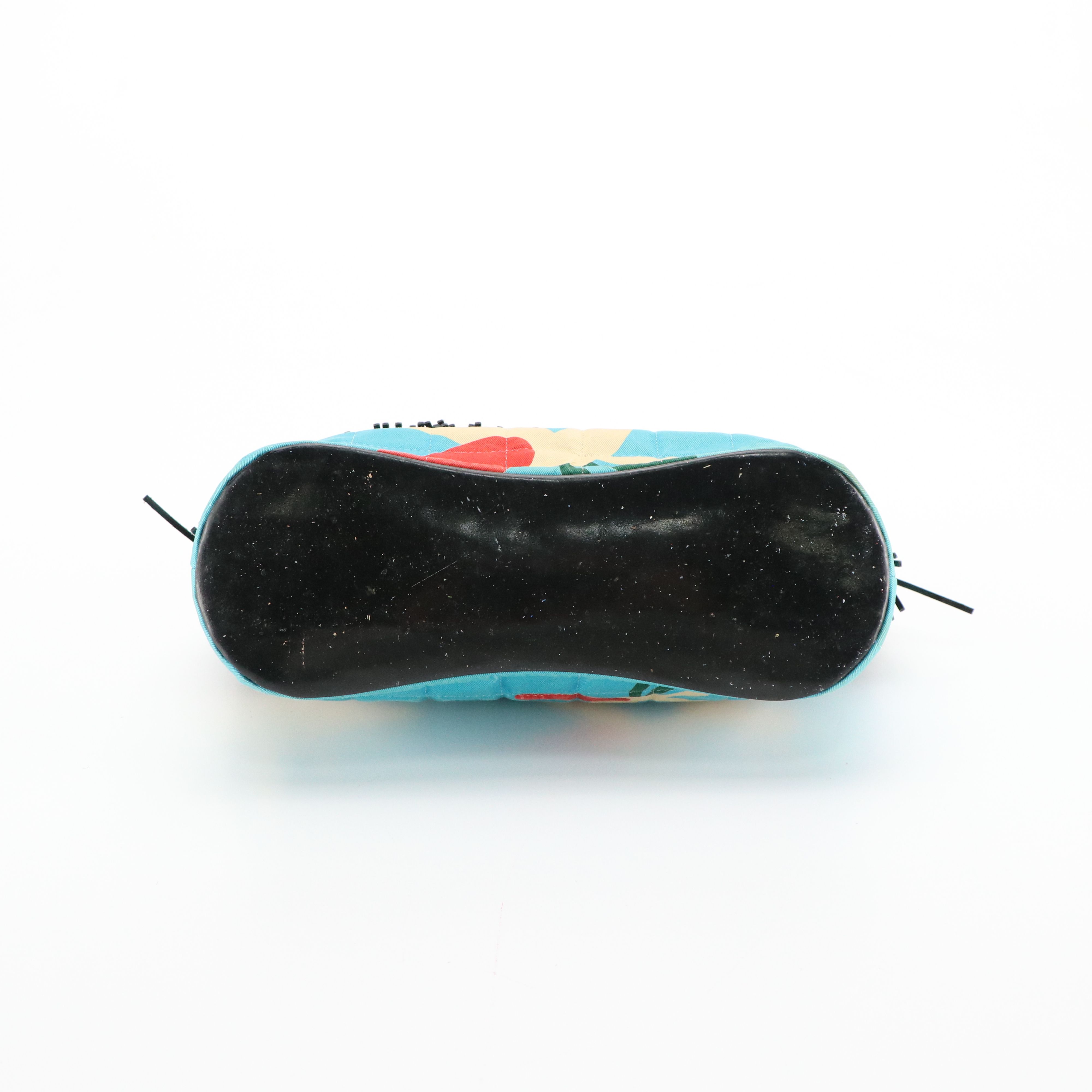 Chanel Quilted Printed Textile and Black Patent Leather Small Fringe Tote