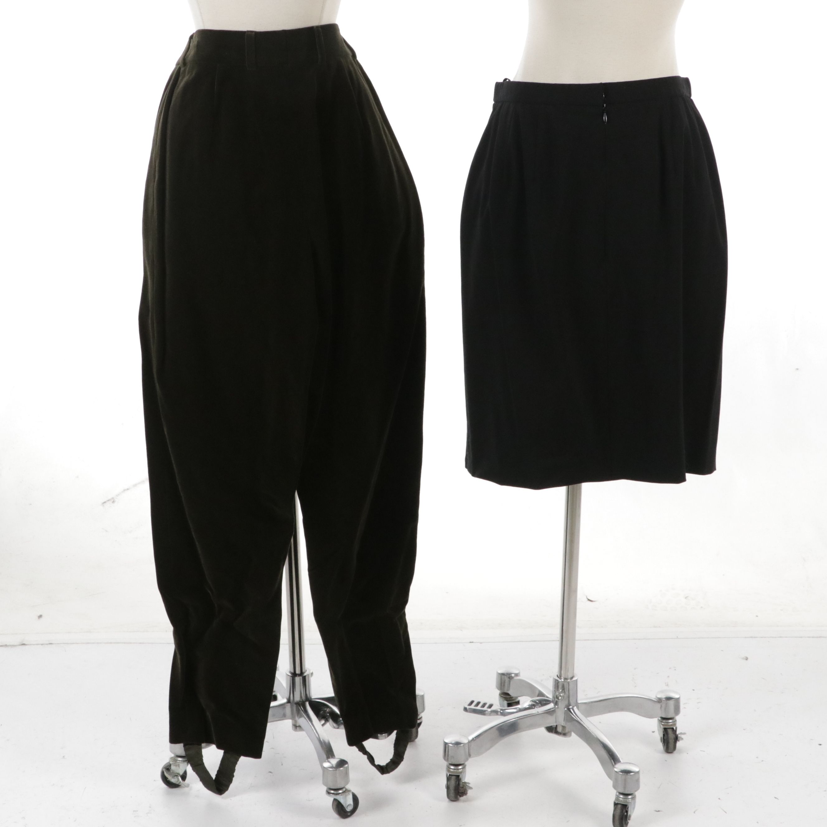 Escada Brown Velvet Trousers with Tag & Donna Karan Signature Black Pencil Skirt