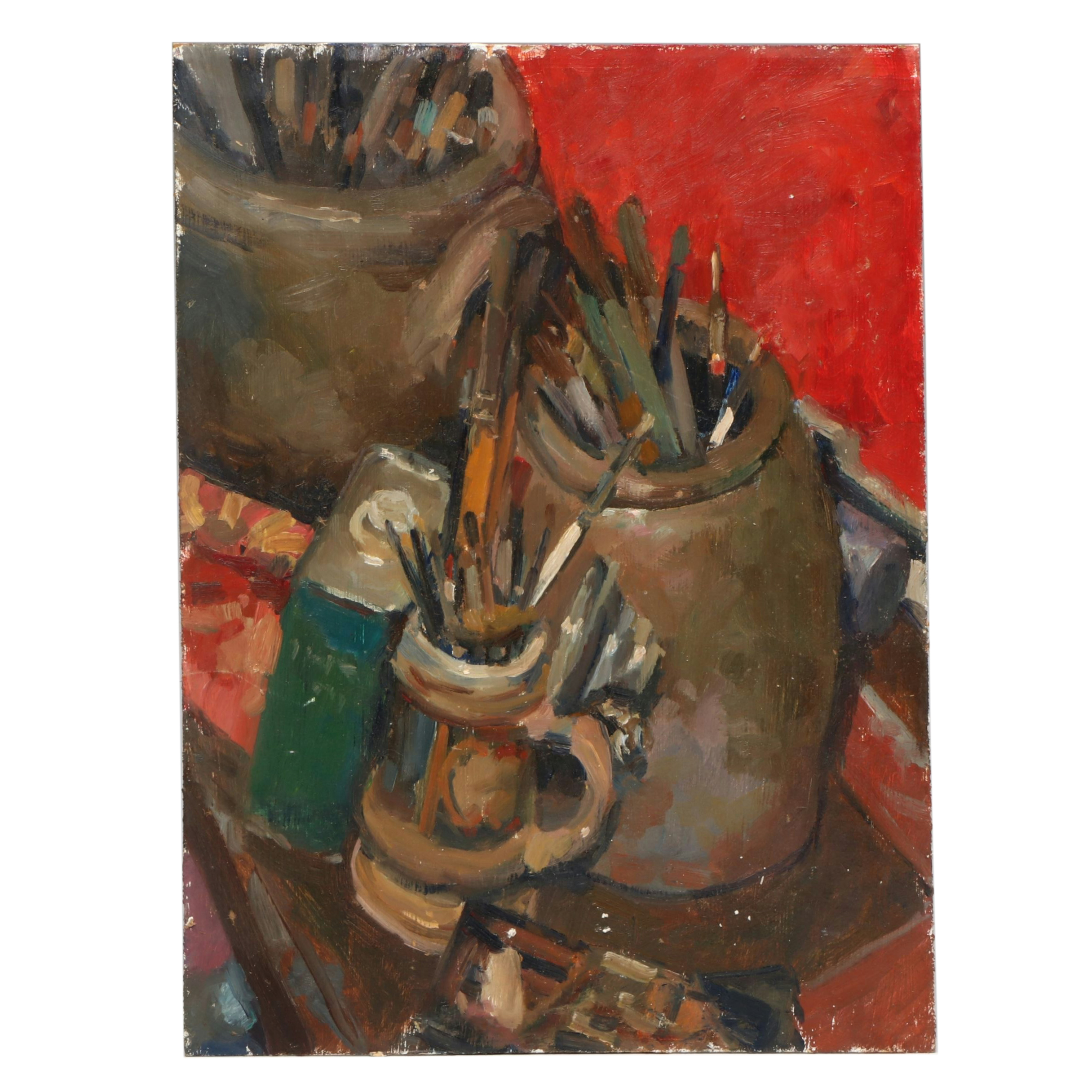 Susan Grisell Still Life Oil Painting of Paintbrushes