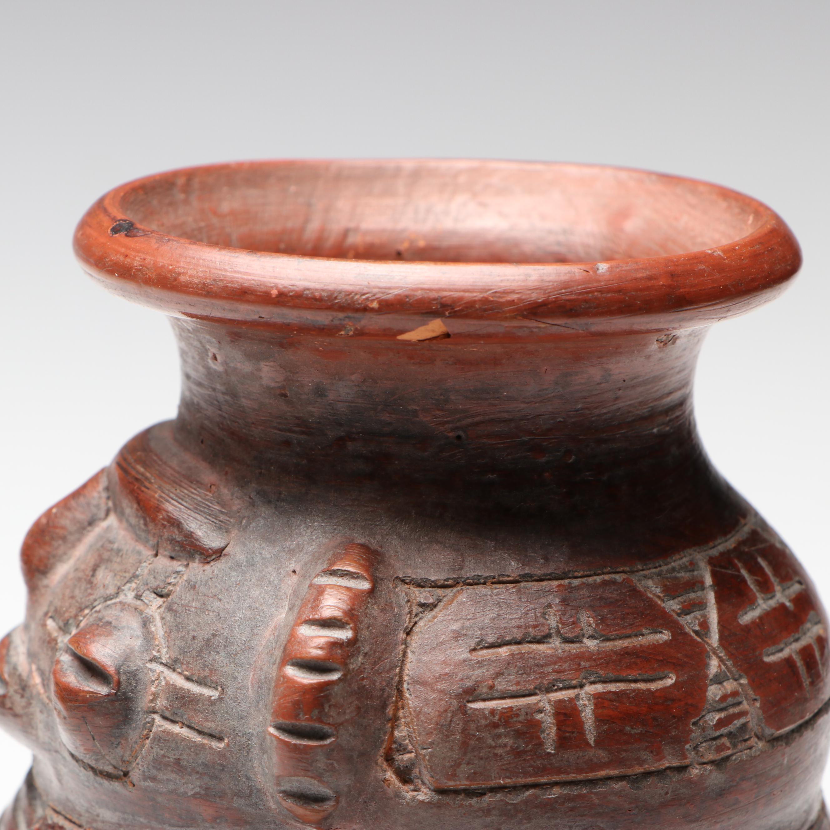 Brazilian Marajoara Style Sgraffito Red Ware Vase