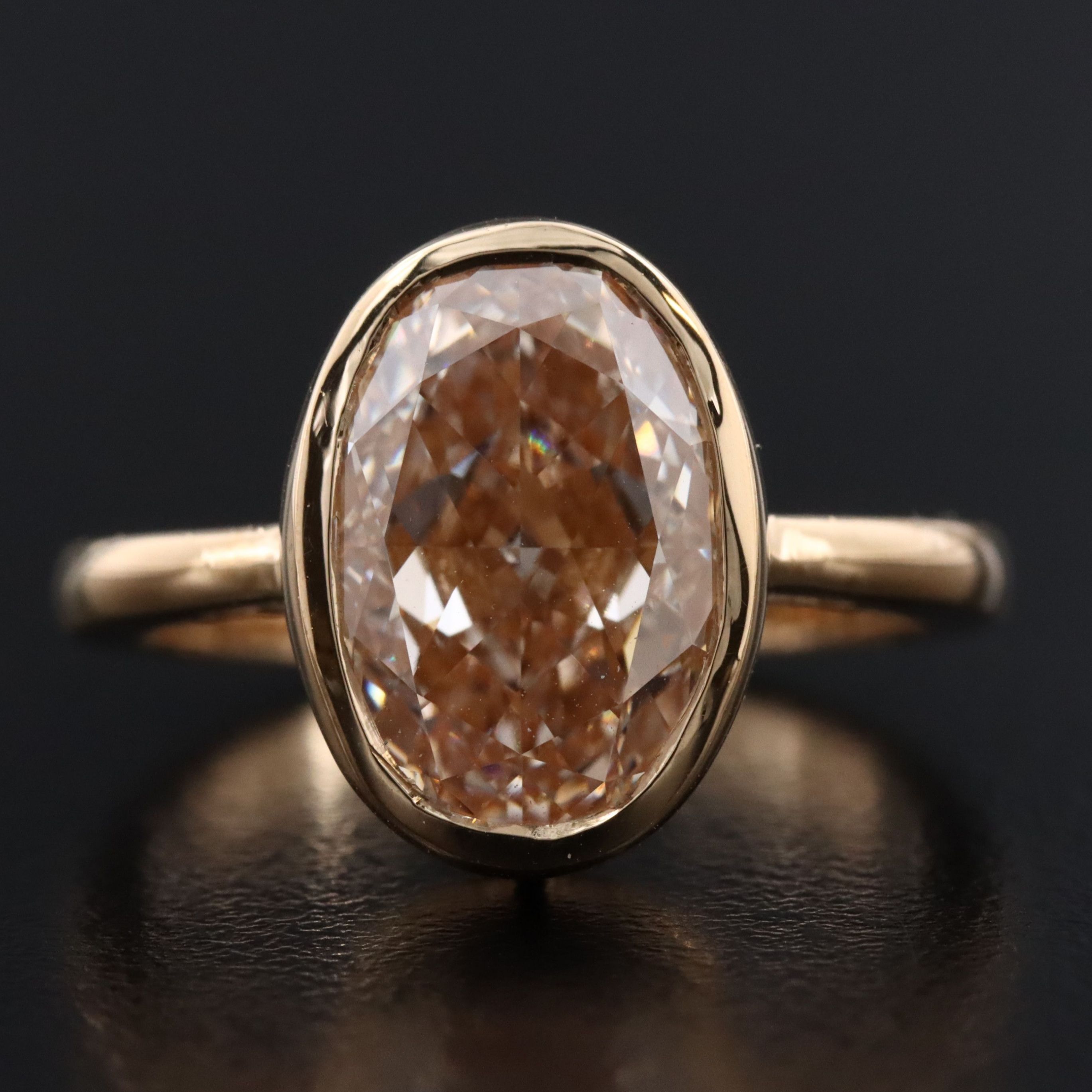 18K 5.04 CT Lab Grown Fancy Intense Pink Diamond Solitaire Ring with IGI Report