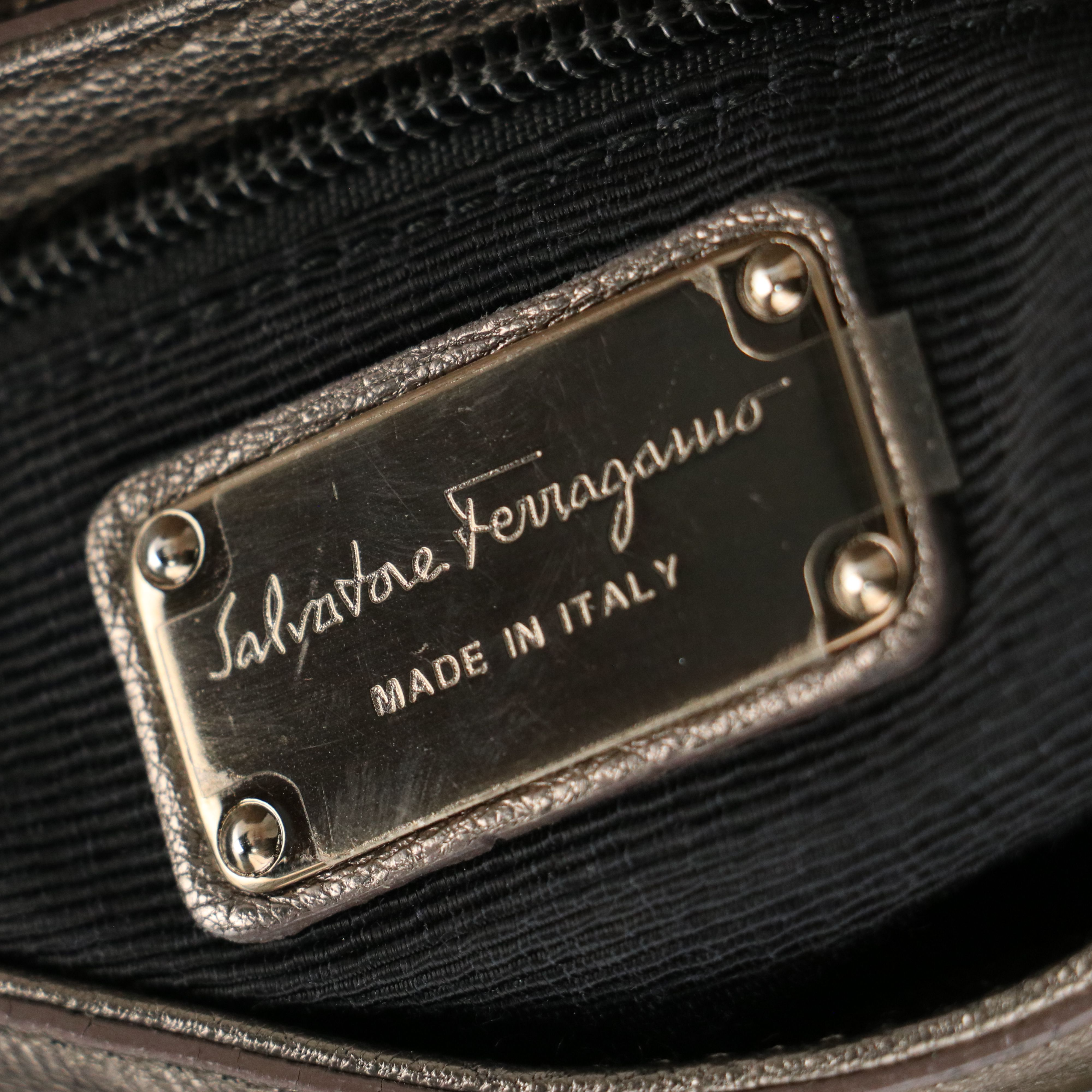 Salvatore Ferragamo Marisa Satchel in Flower Perforated Metallic Leather