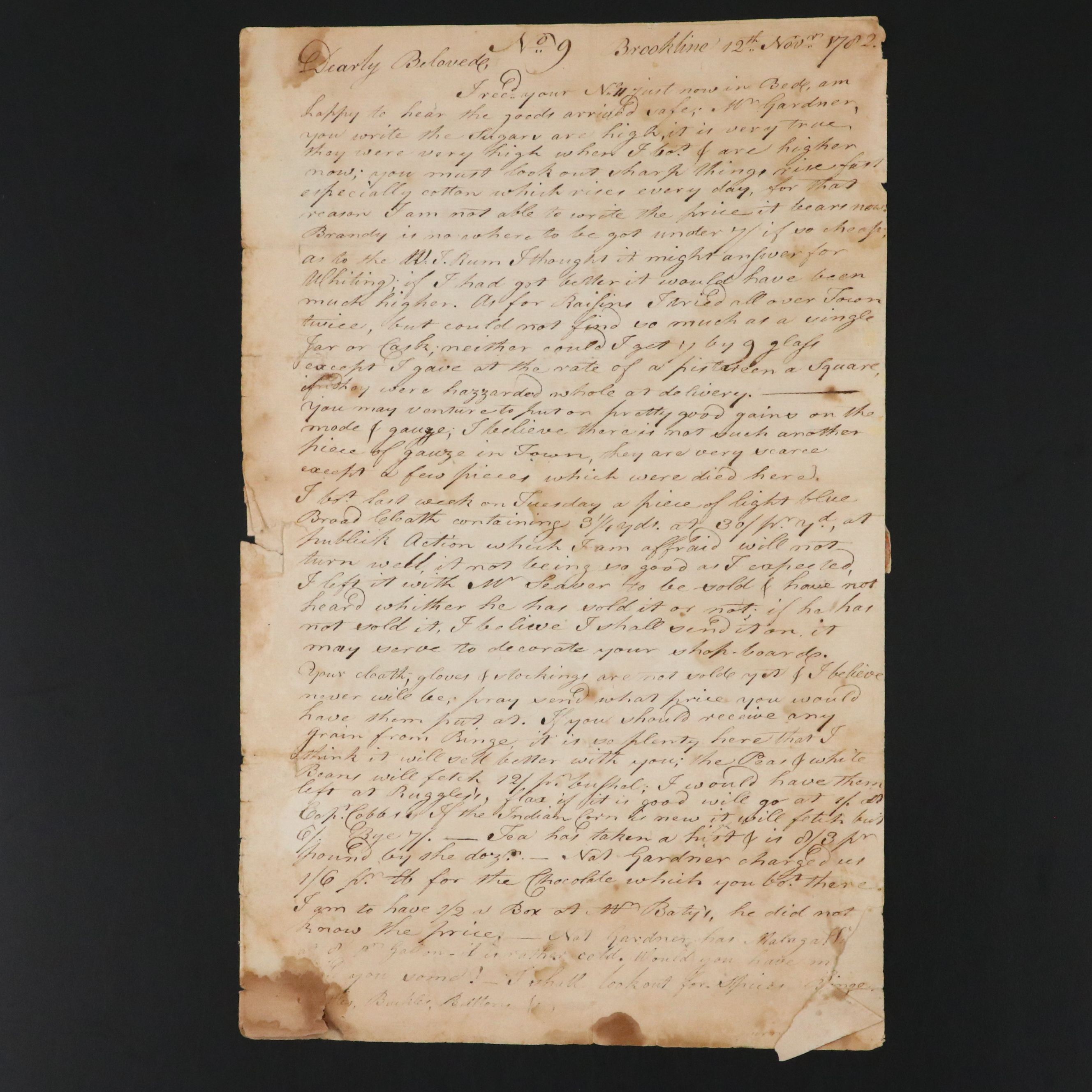 1782 Post–American Revolutionary War Commerce Letter