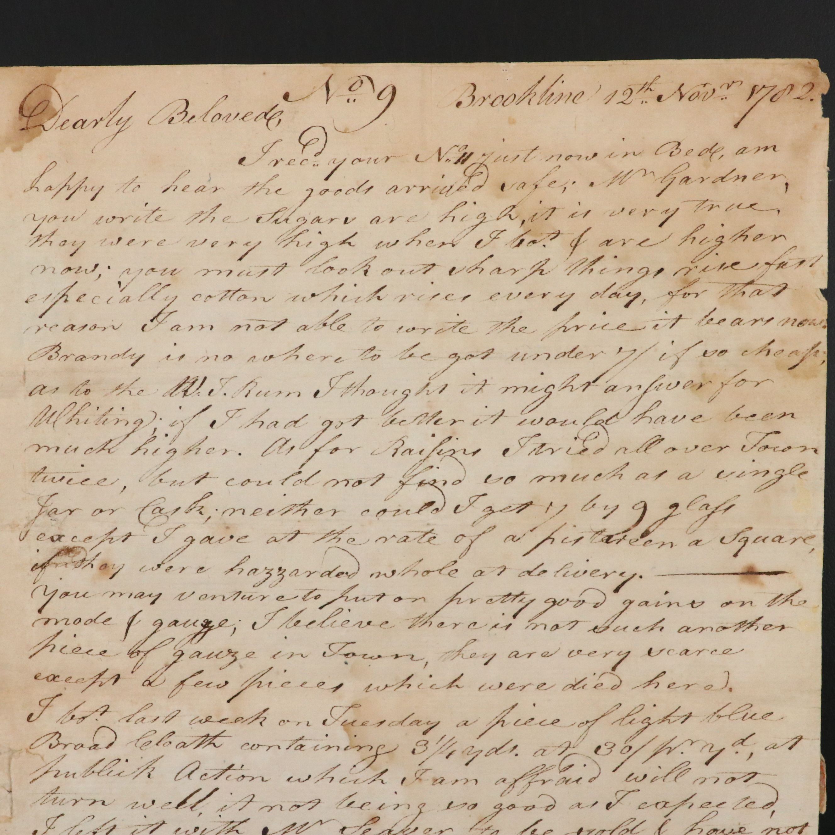 1782 Post–American Revolutionary War Commerce Letter