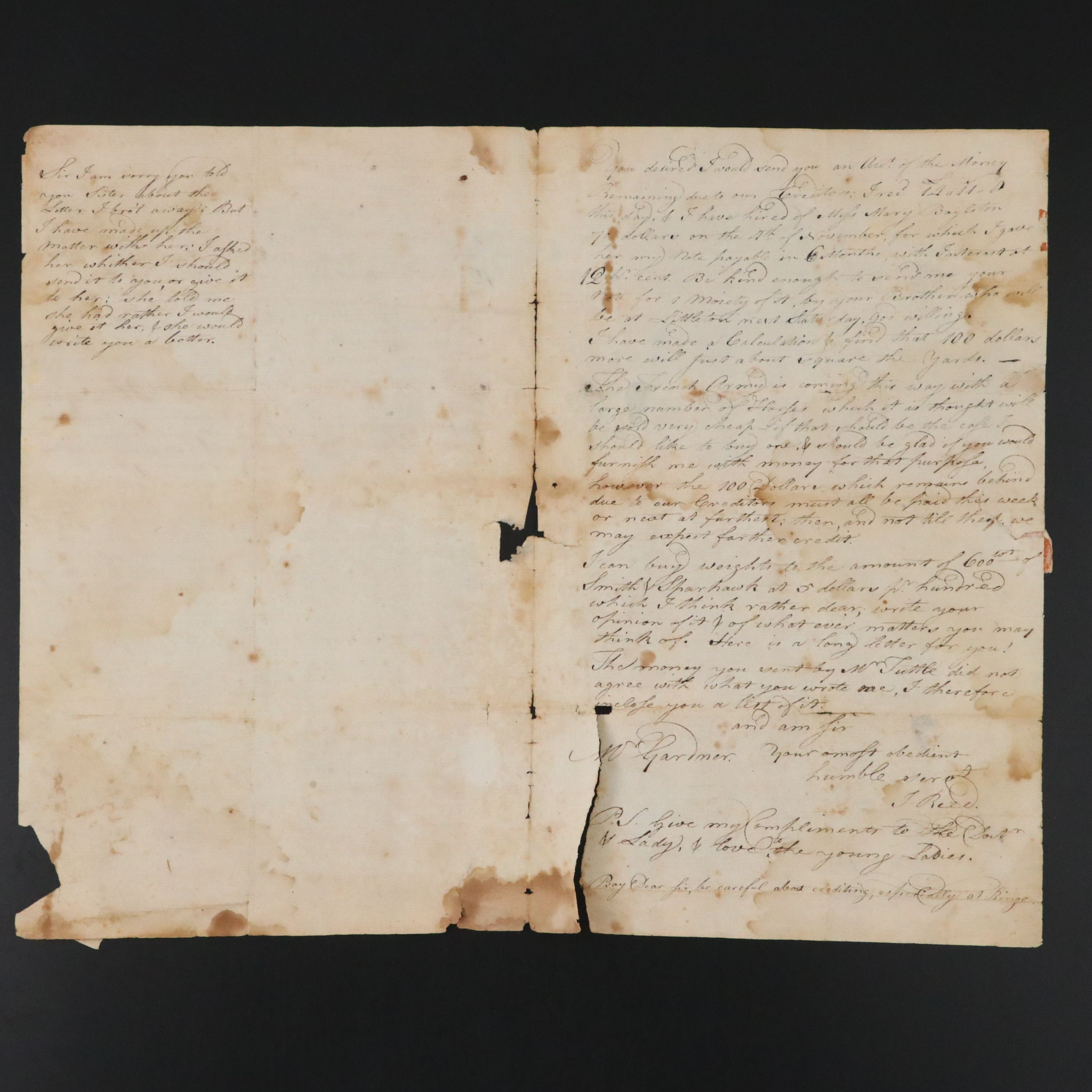 1782 Post–American Revolutionary War Commerce Letter