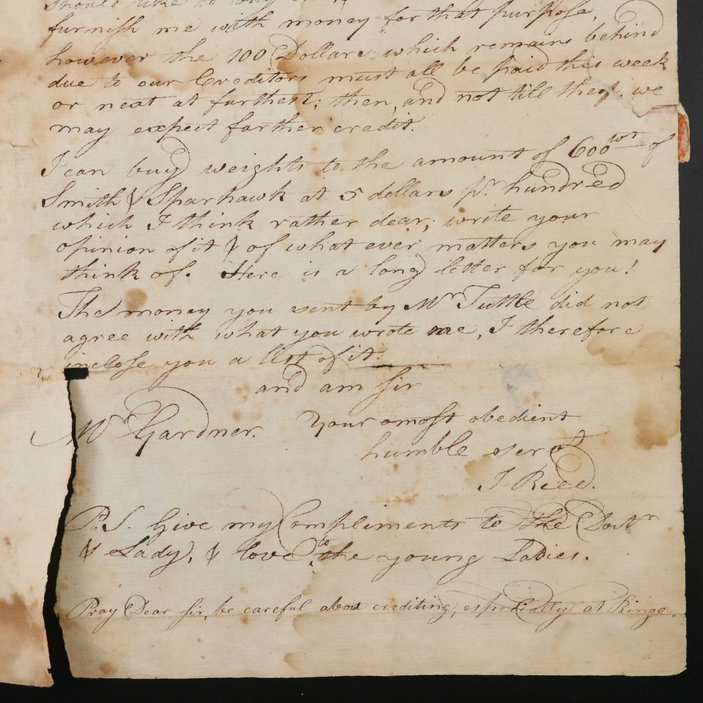 1782 Post–American Revolutionary War Commerce Letter