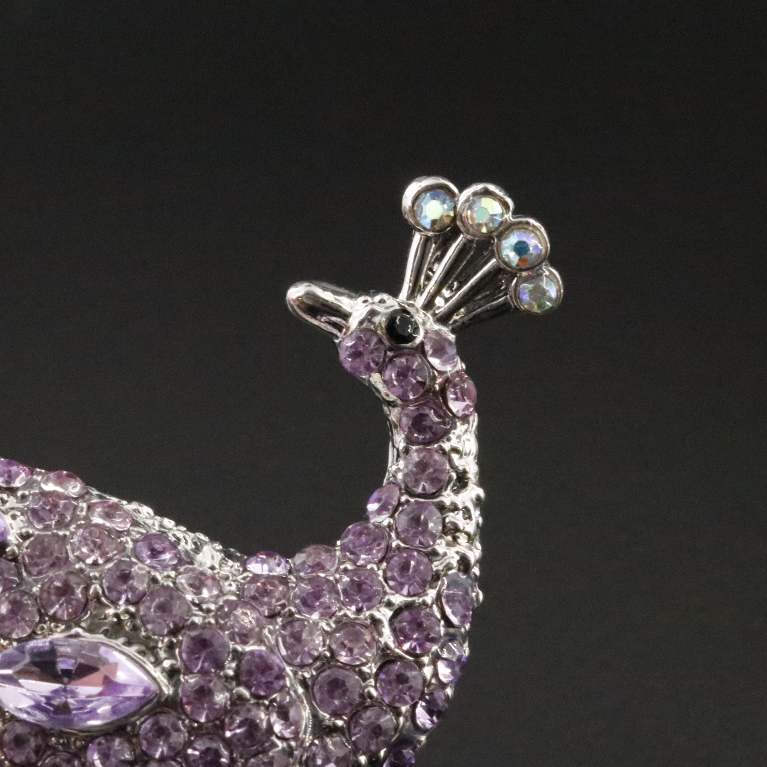 Rhinestone Peacock Fringe Converter Brooch