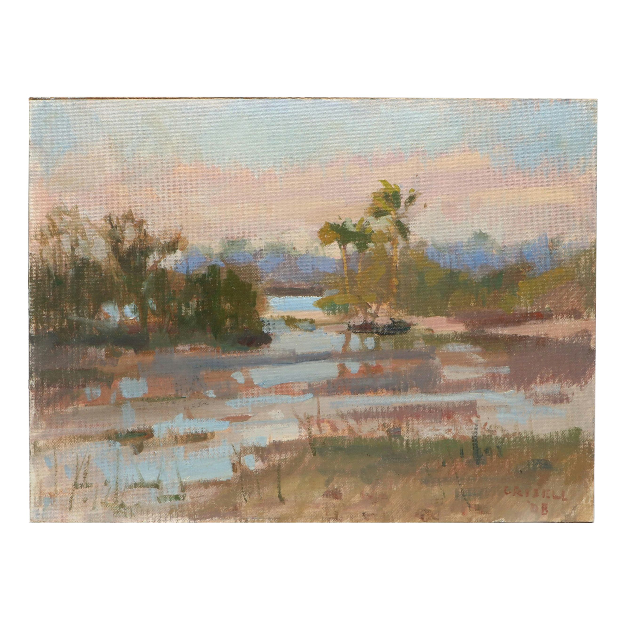 Susan Grisell Aquatic Landscape Oil Painting "Florida Wetland," 2008