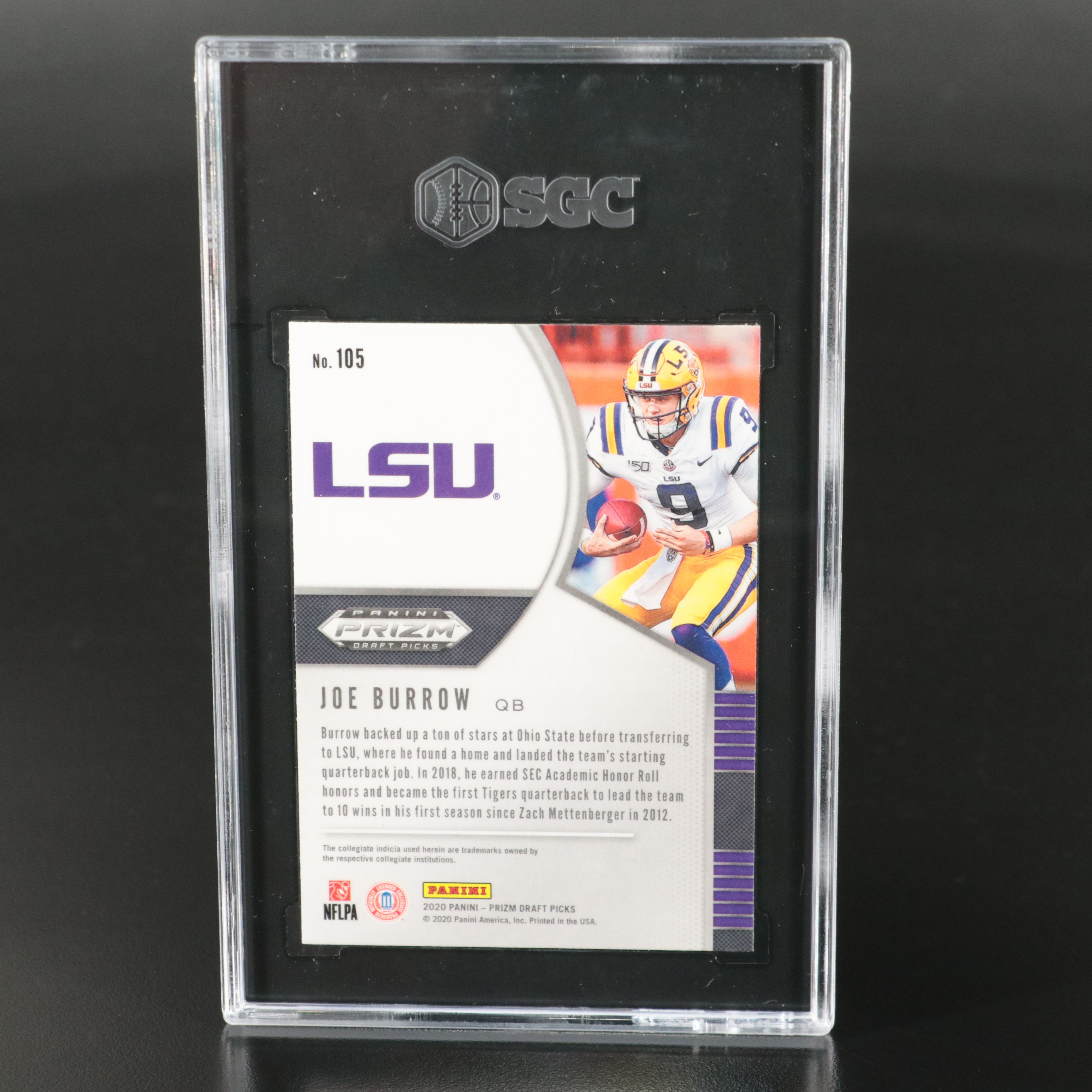 2020 Prizm Draft Picks Joe Burrow Rookie Football Card Graded SGC 10
