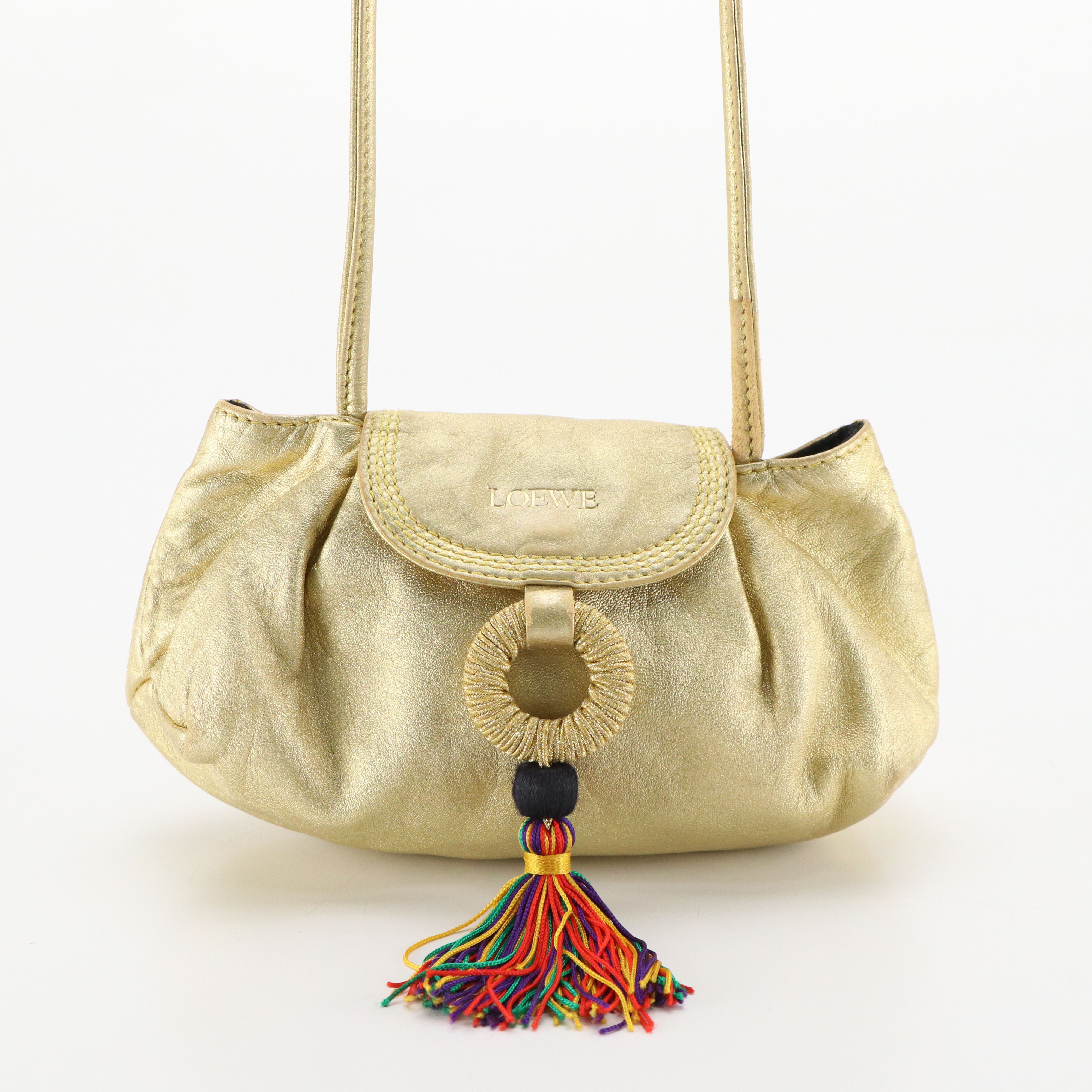 Loewe Mini Tassel Crossbody in Metallic Gold Calfskin Leather