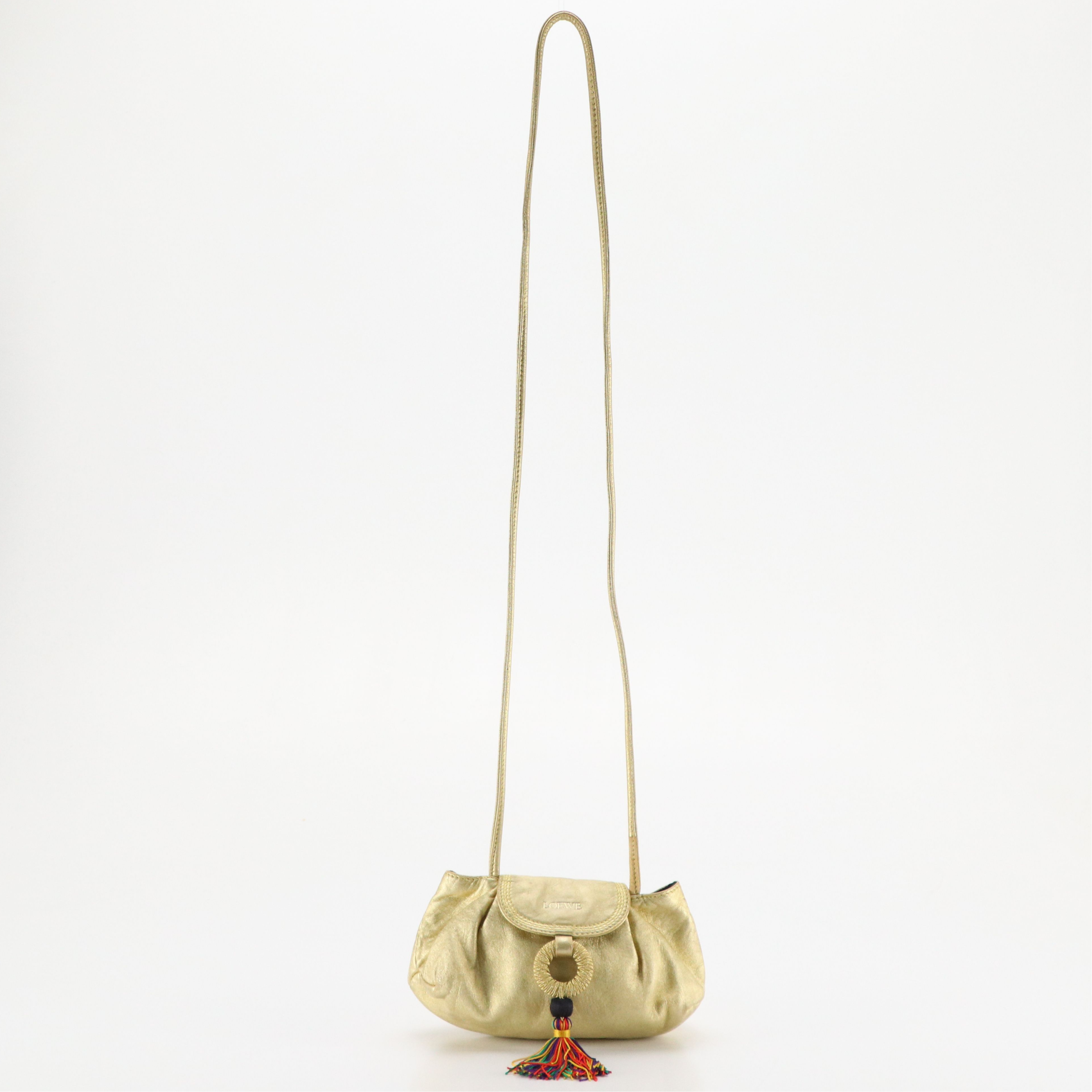 Loewe Mini Tassel Crossbody in Metallic Gold Calfskin Leather
