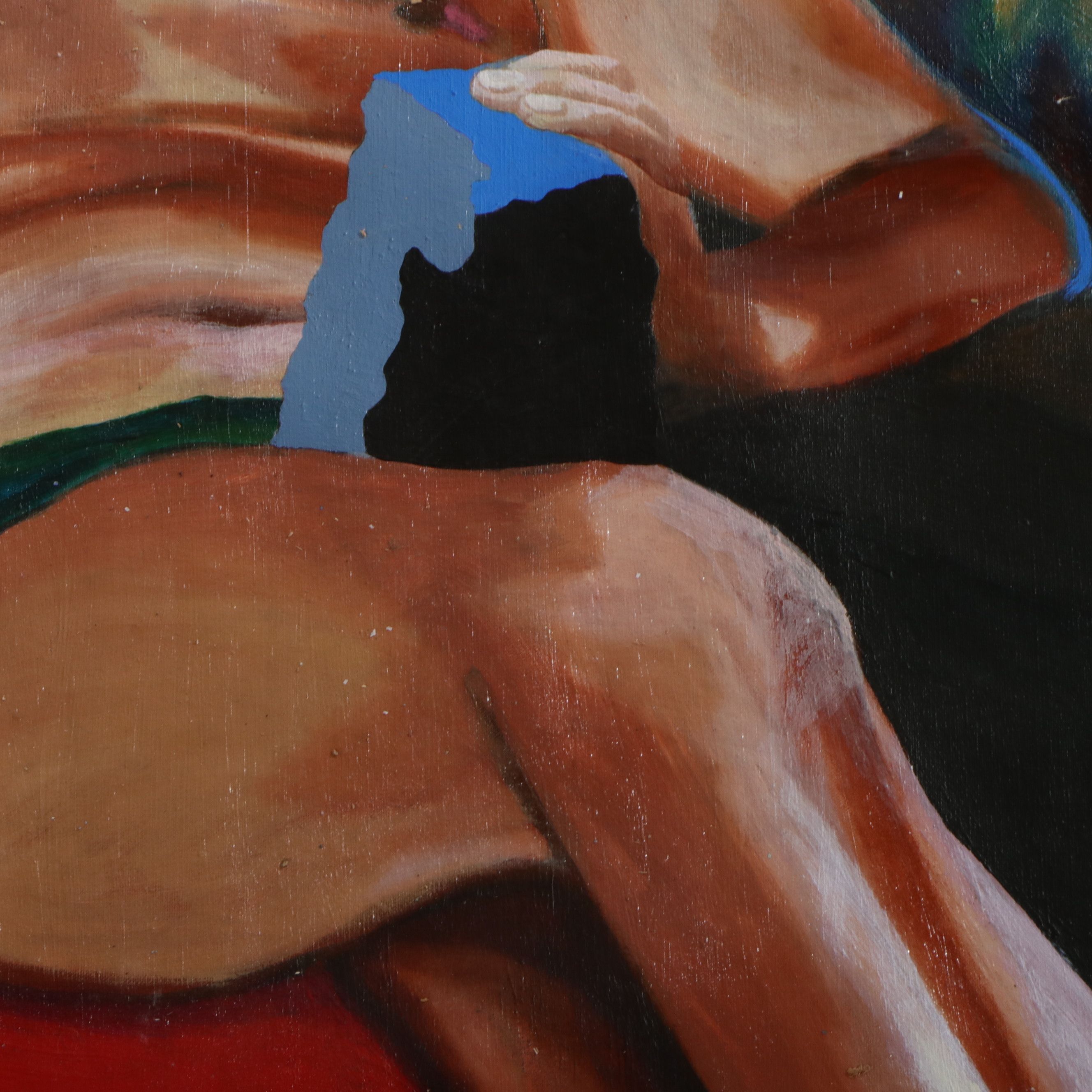 Howard Storm Monumental Acrylic Painting on Canvas of Seated Male Form