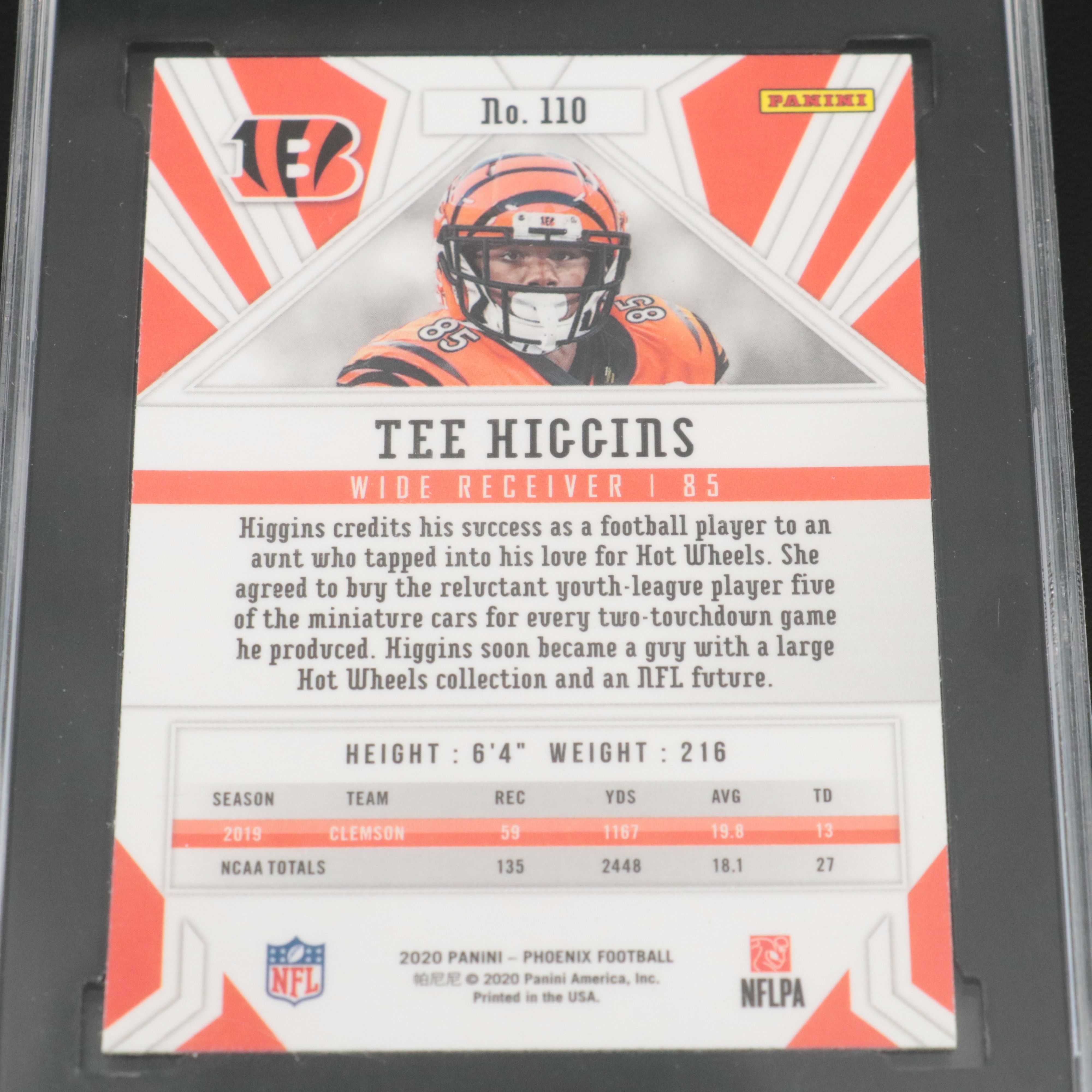 2020 Phoenix Tee Higgins Cincinnati Bengals Fire Burst Rookie Card Graded SGC 10