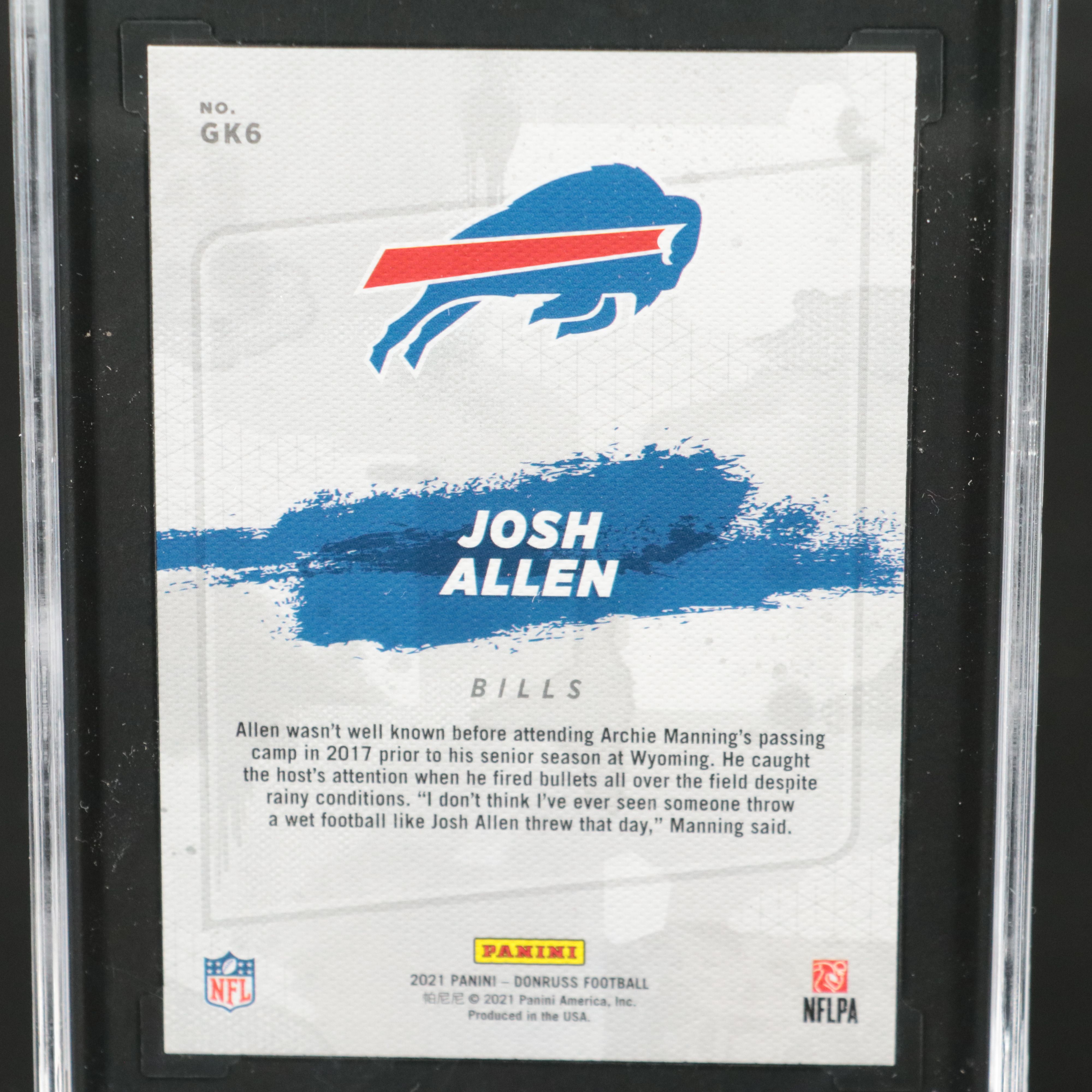 2021 Donruss Josh Allen Gridiron Kings Football Card Graded SGC 10