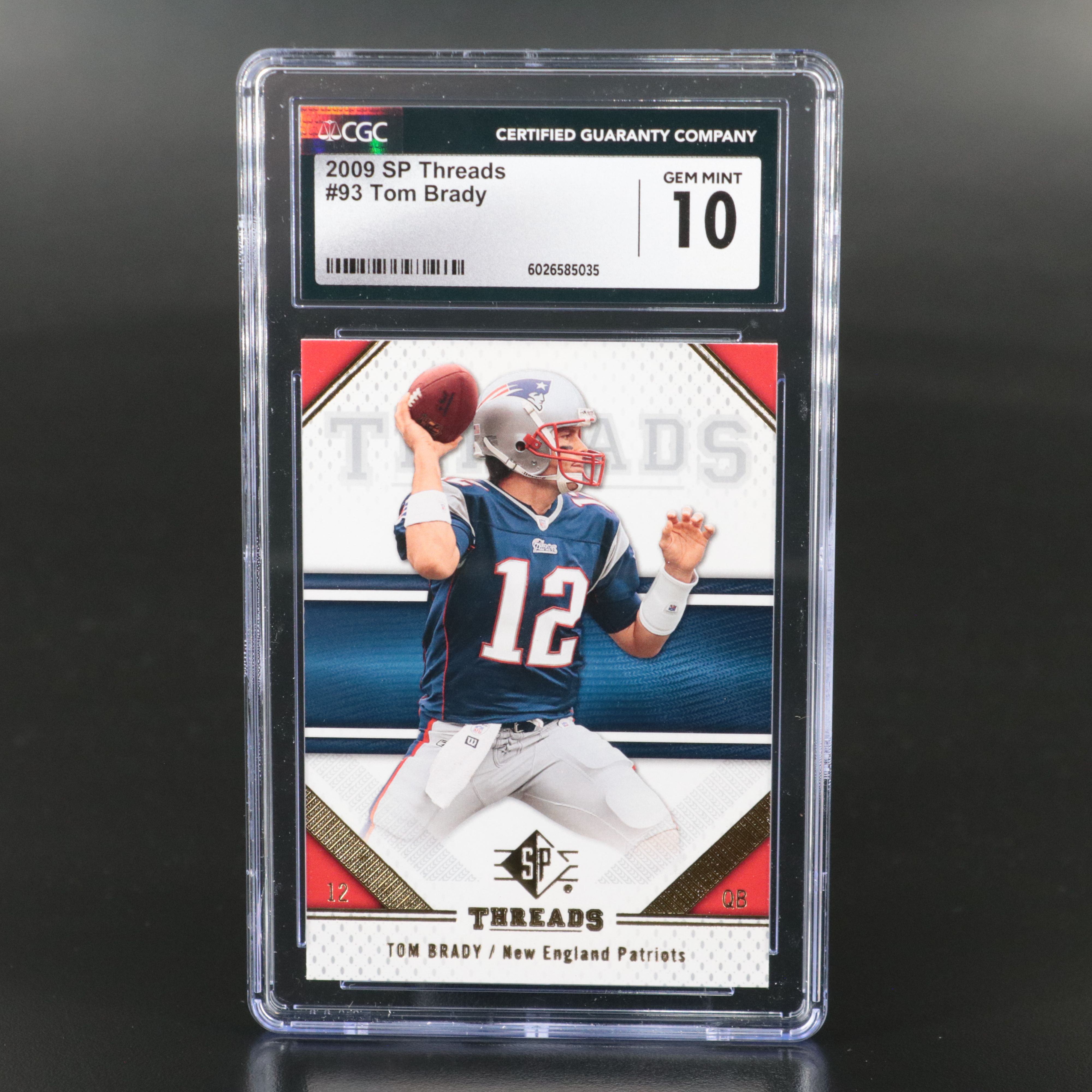2009 SP Threads Tom Brady New England Patriots Football Card Graded CGC 10