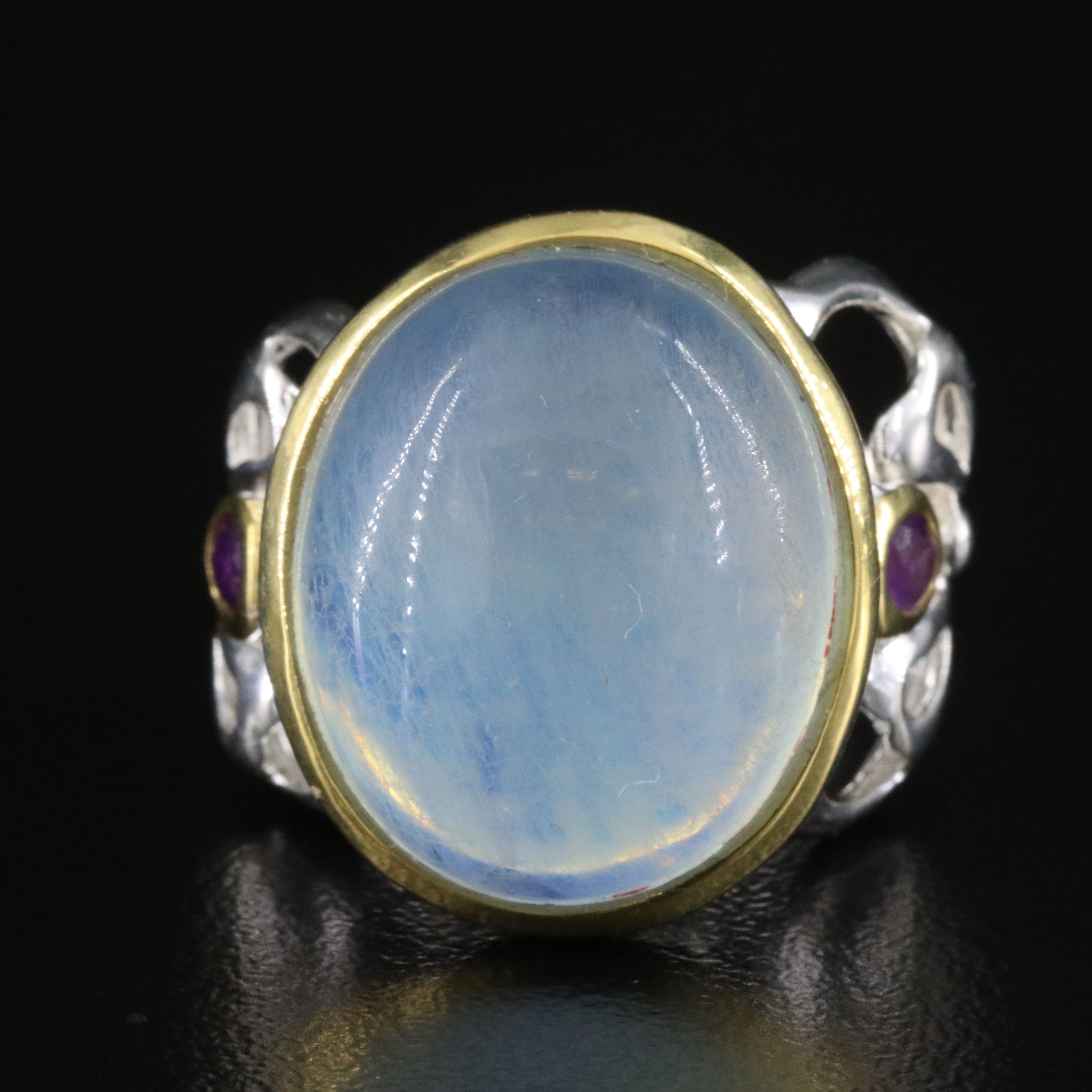 Sterling Filled Beryl and Amethyst Ring