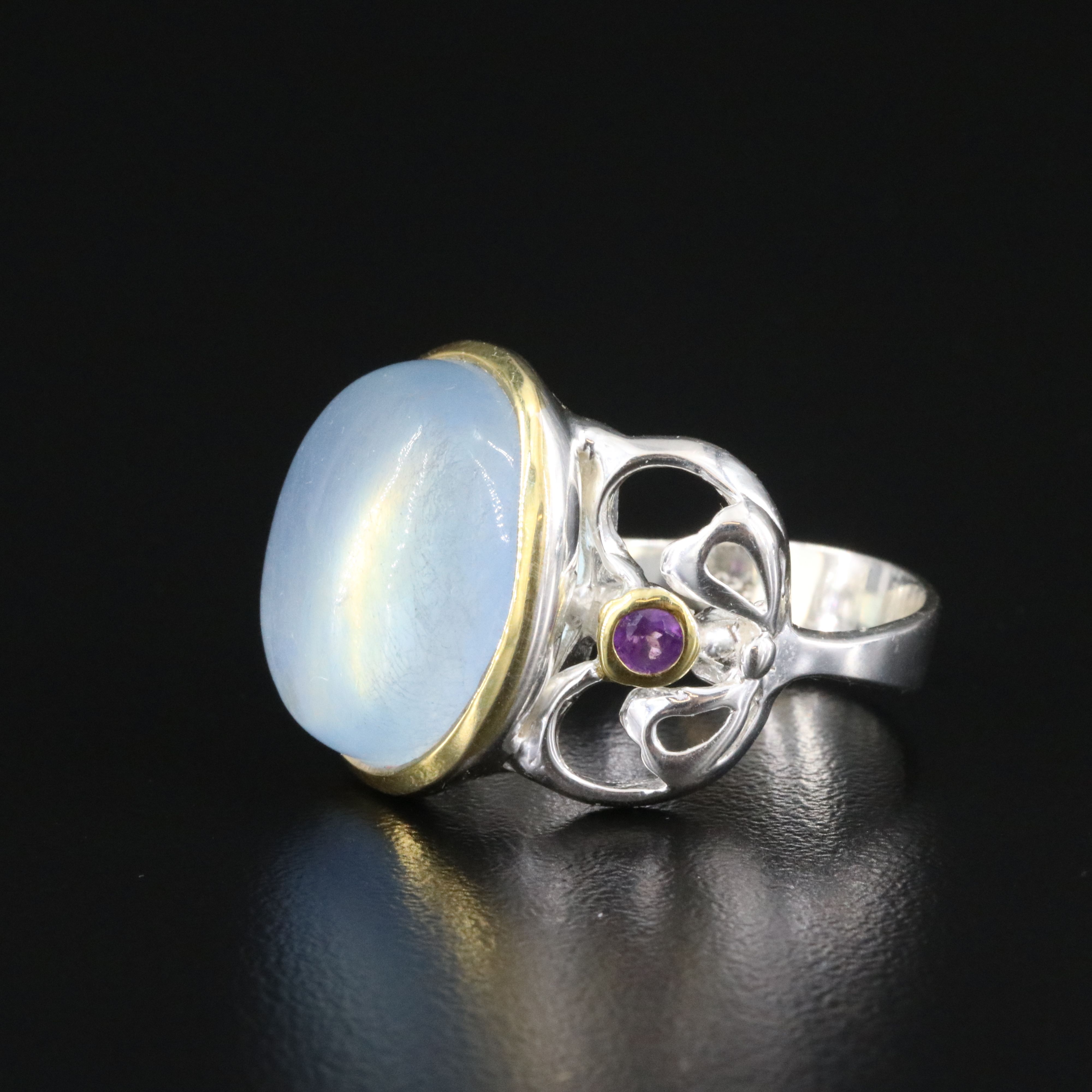 Sterling Filled Beryl and Amethyst Ring