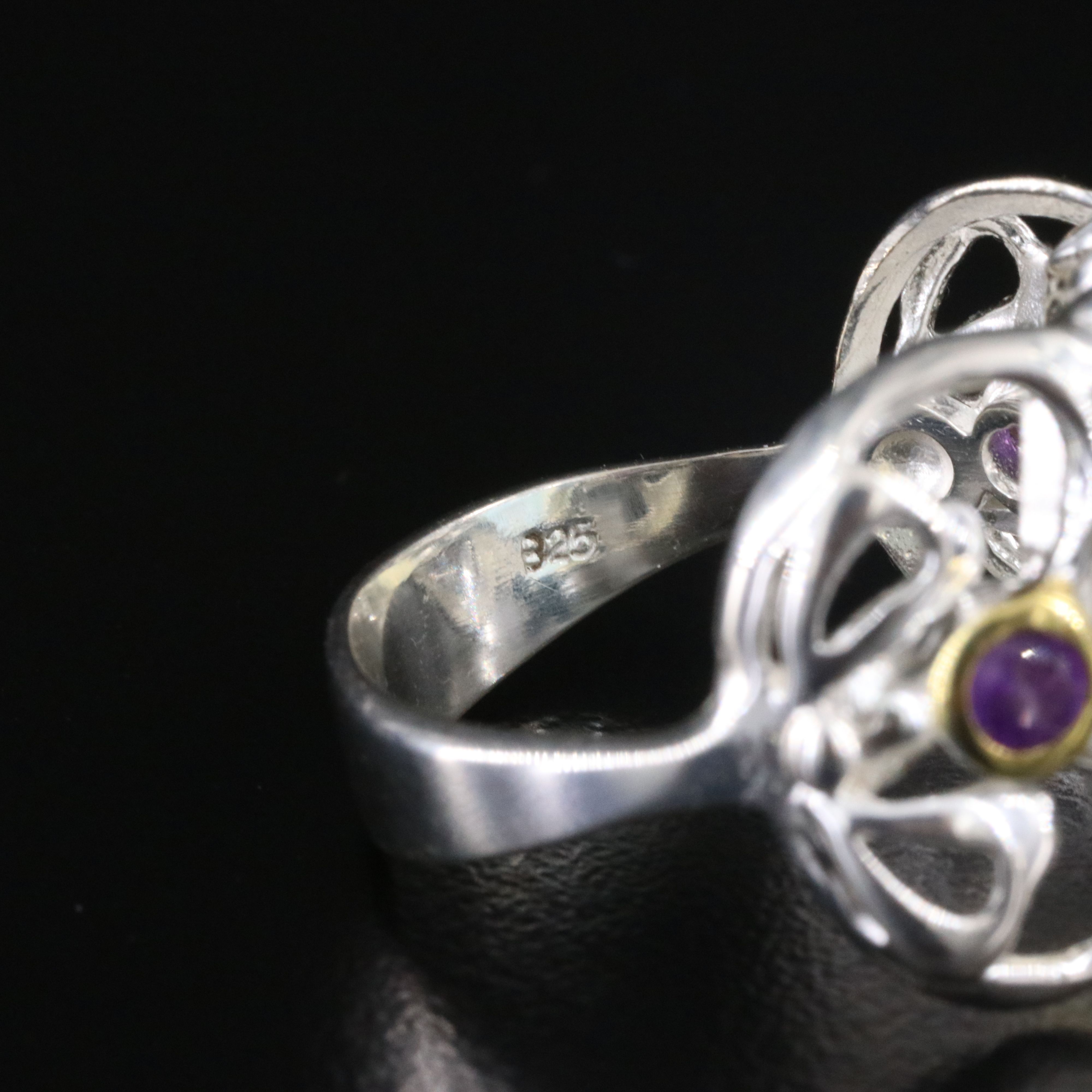 Sterling Filled Beryl and Amethyst Ring
