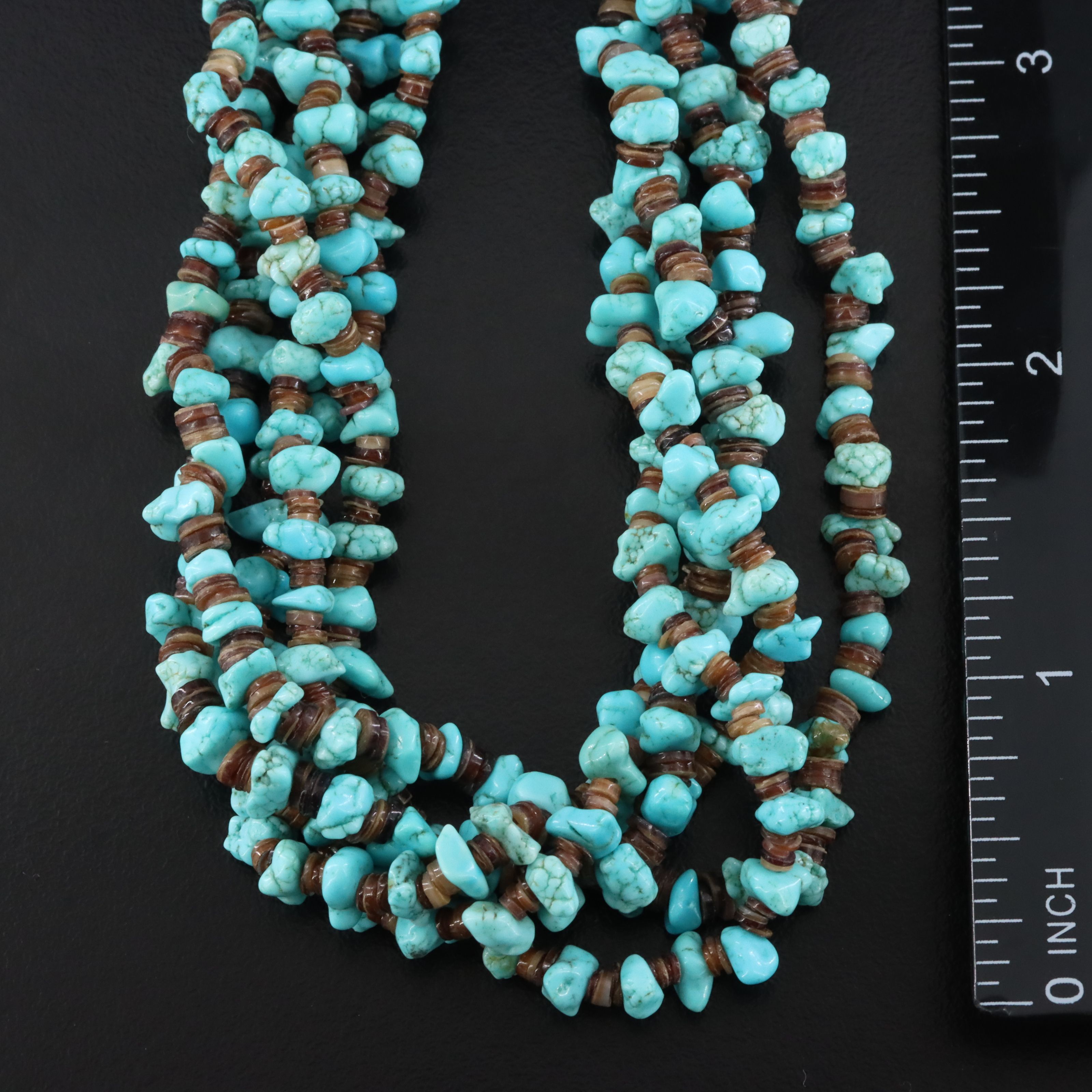 Southwestern Sterling Magnesite and Shell Torsade Necklace