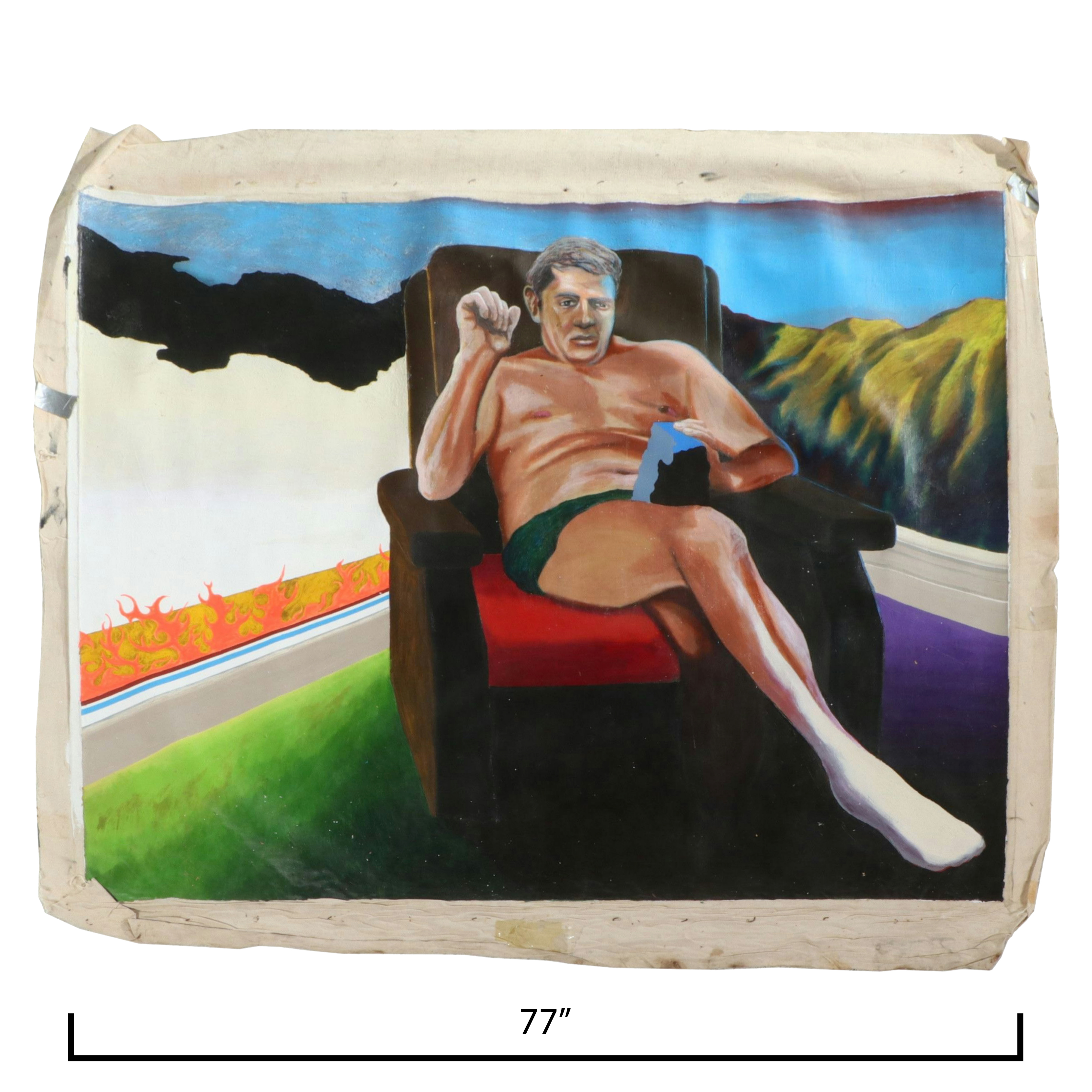 Howard Storm Monumental Acrylic Painting on Canvas of Seated Male Form