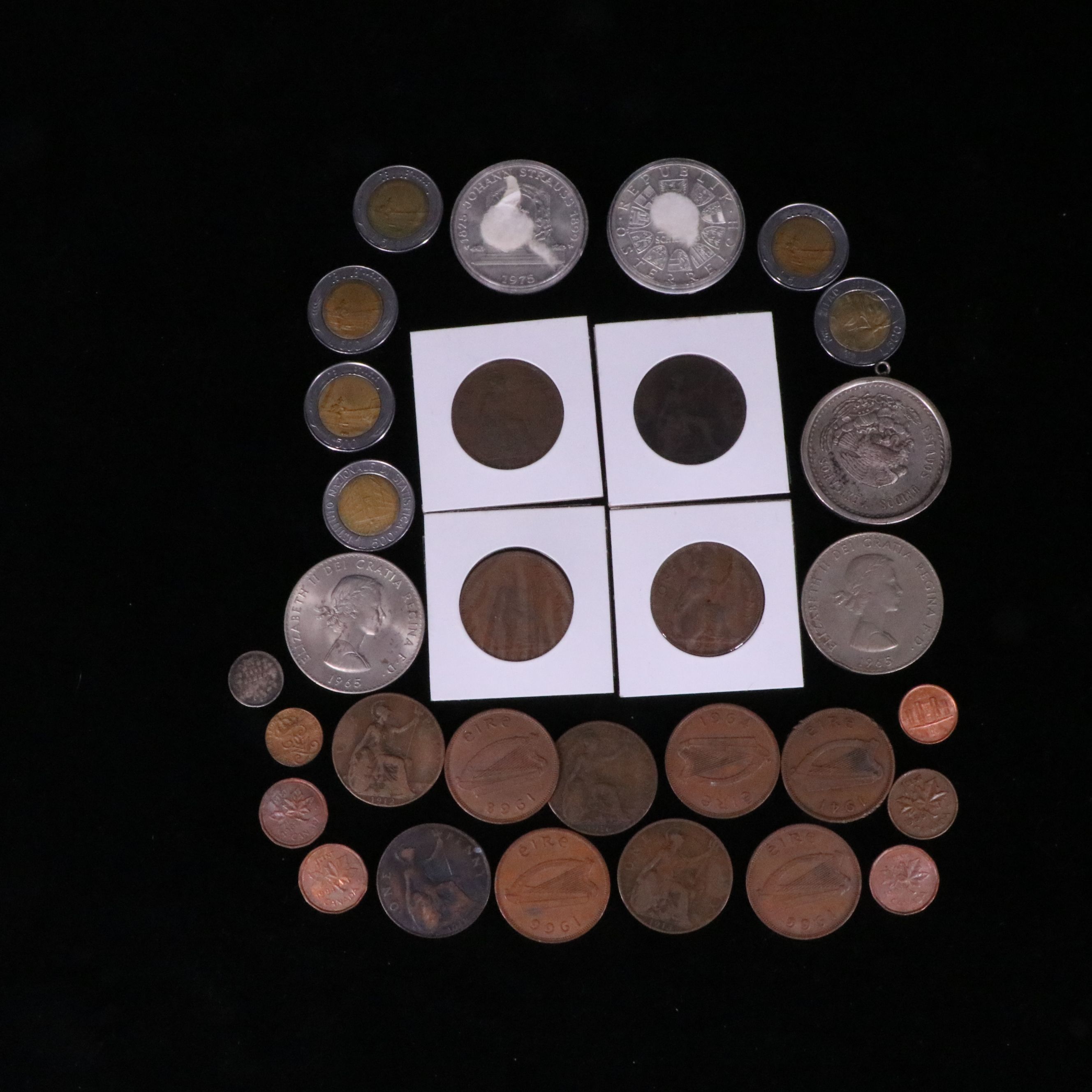 Group of Thirty-One Foreign Coins with Silver