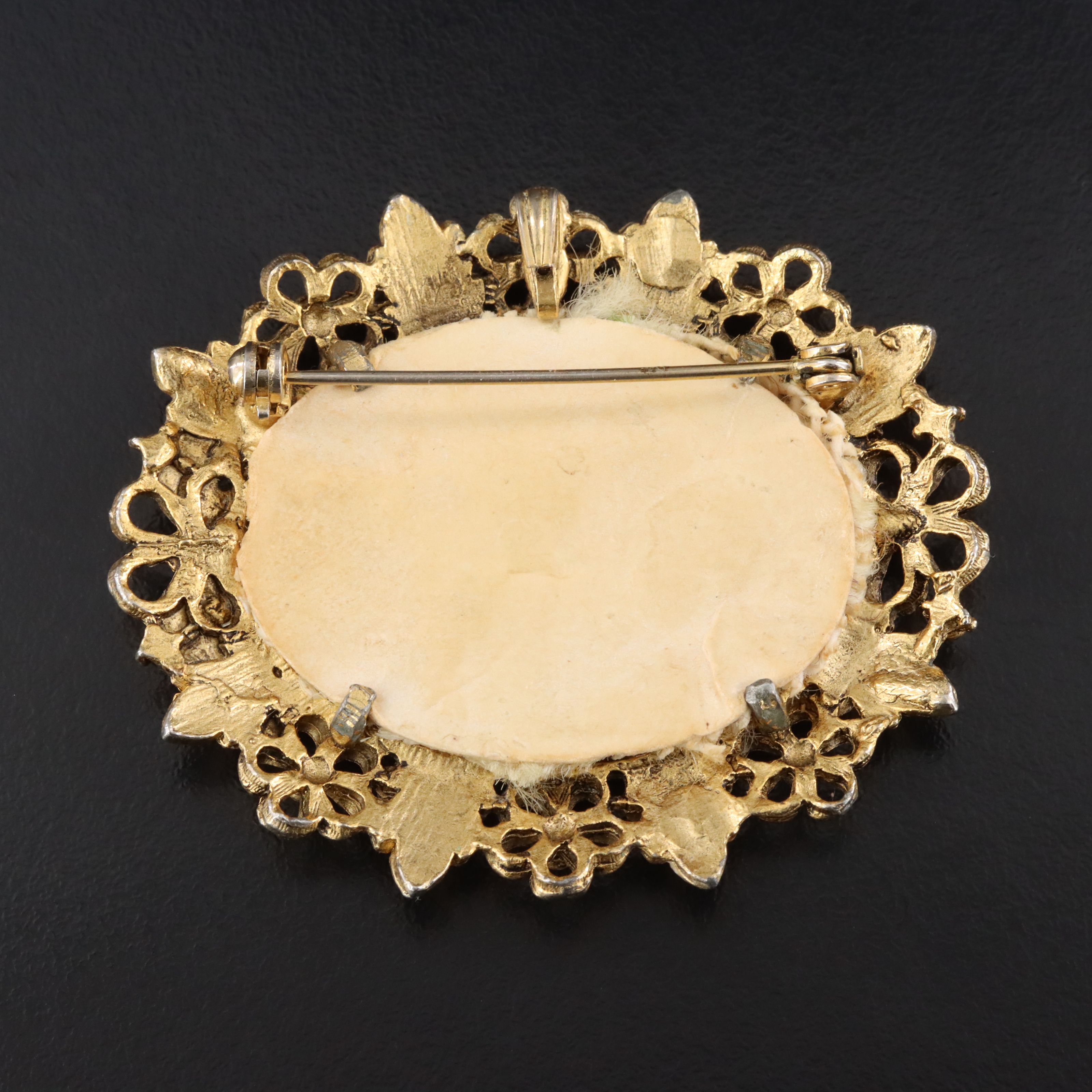 Vintage Needlepoint Floral Brooch