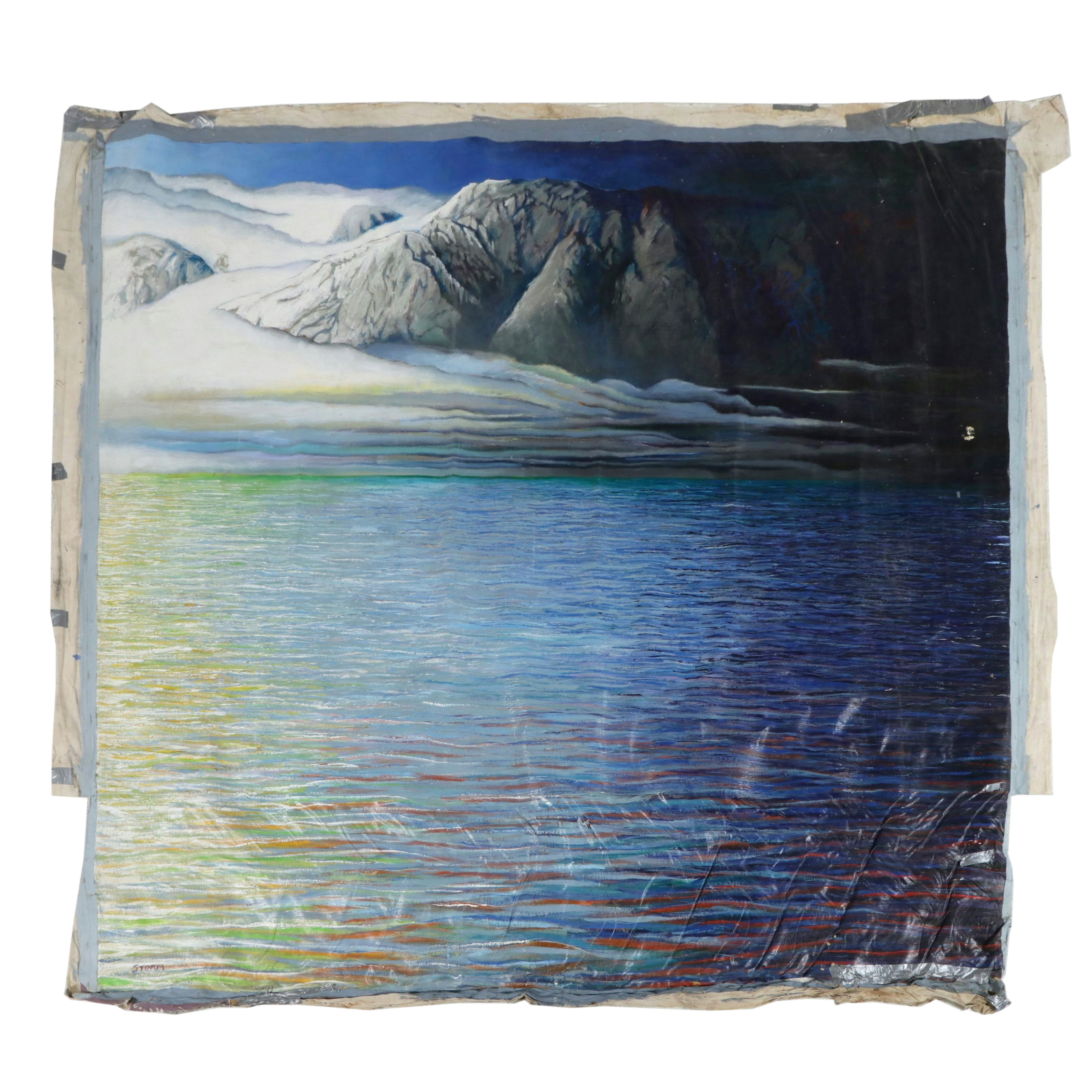 Howard Storm Monumental Acrylic Painting on Canvas "Sea & Mountain," 1970