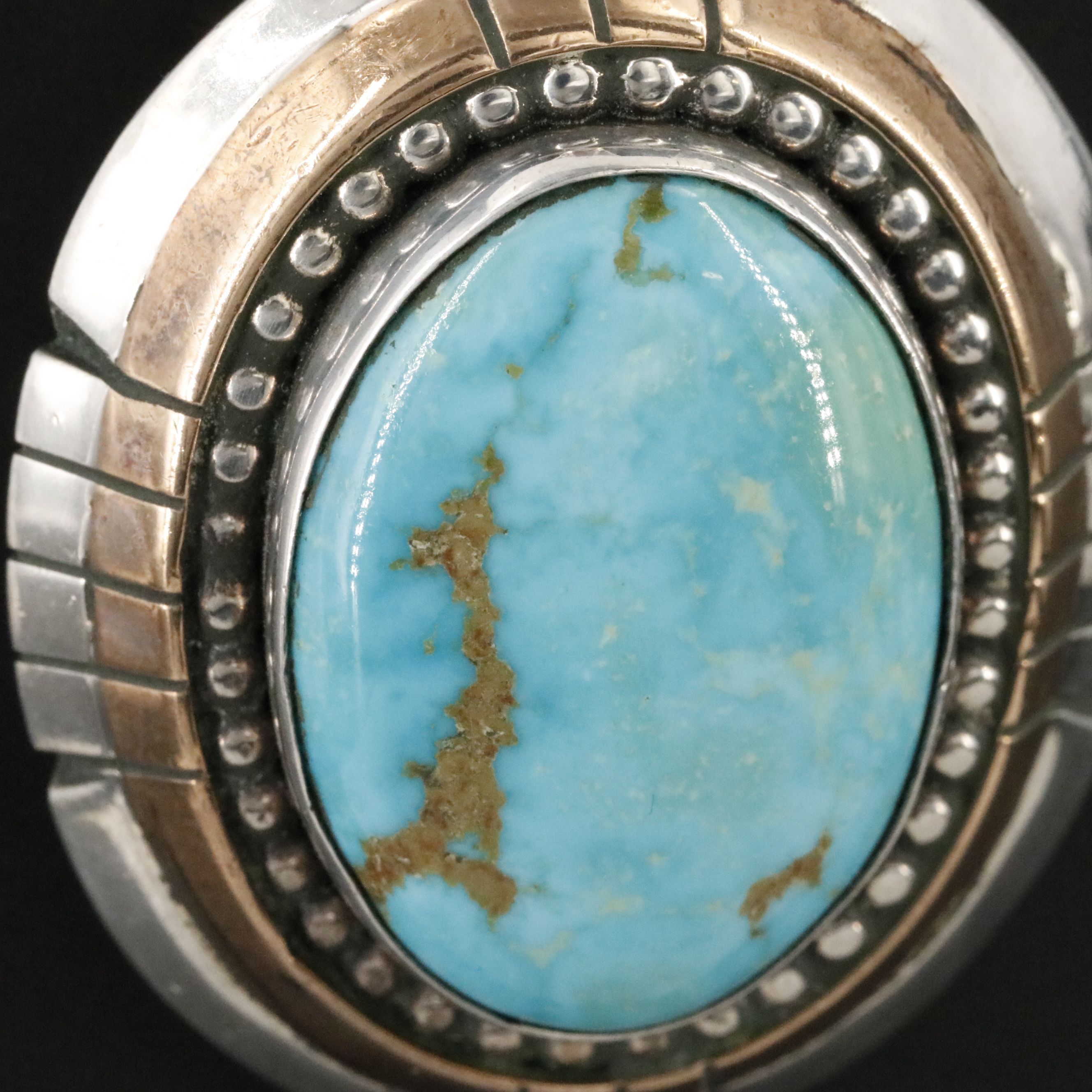 Southwestern Sterling Turquoise Pendant with Gold-Filled Accents