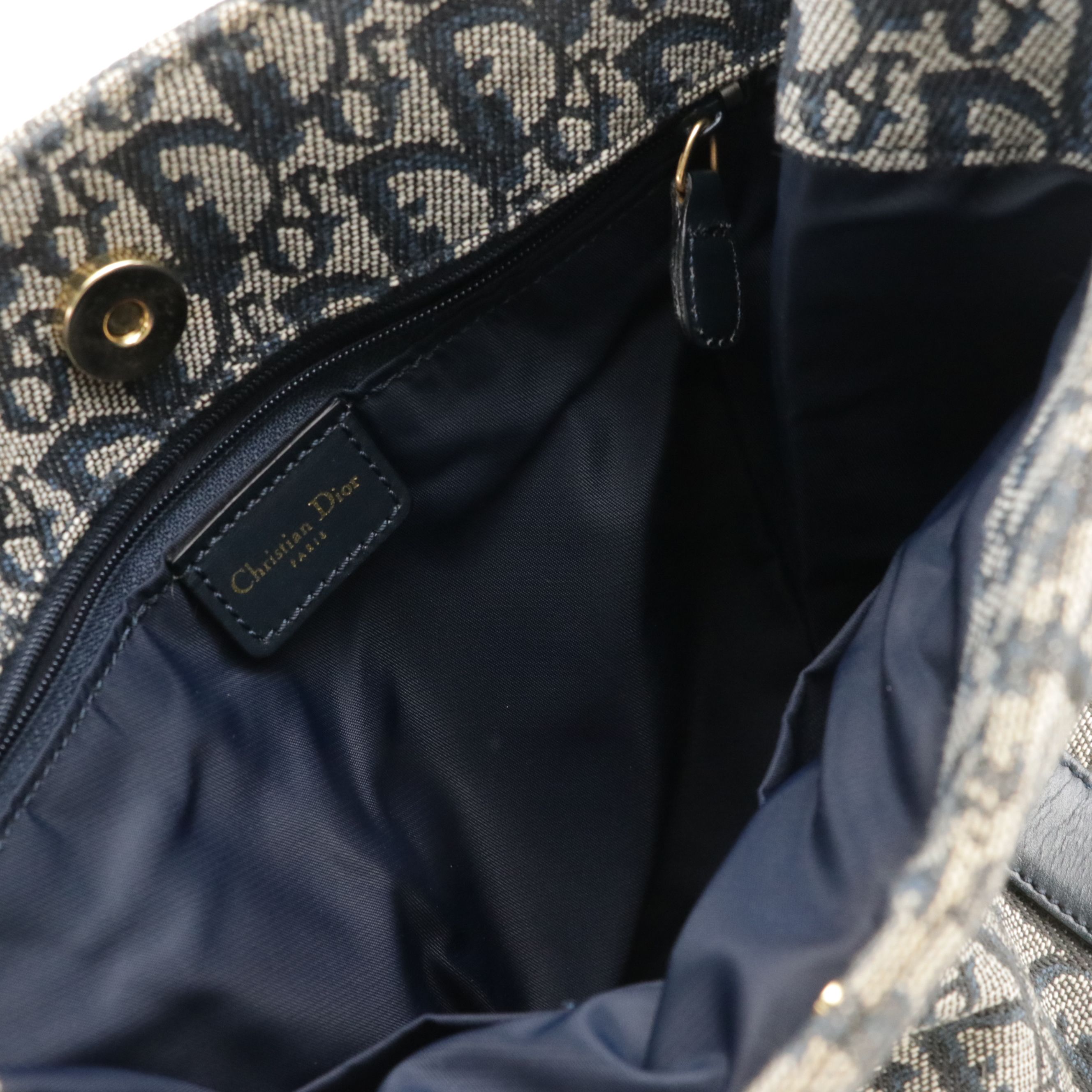 Christian Dior Vertical Tote in Navy Blue Oblique Trotter Canvas and Leather