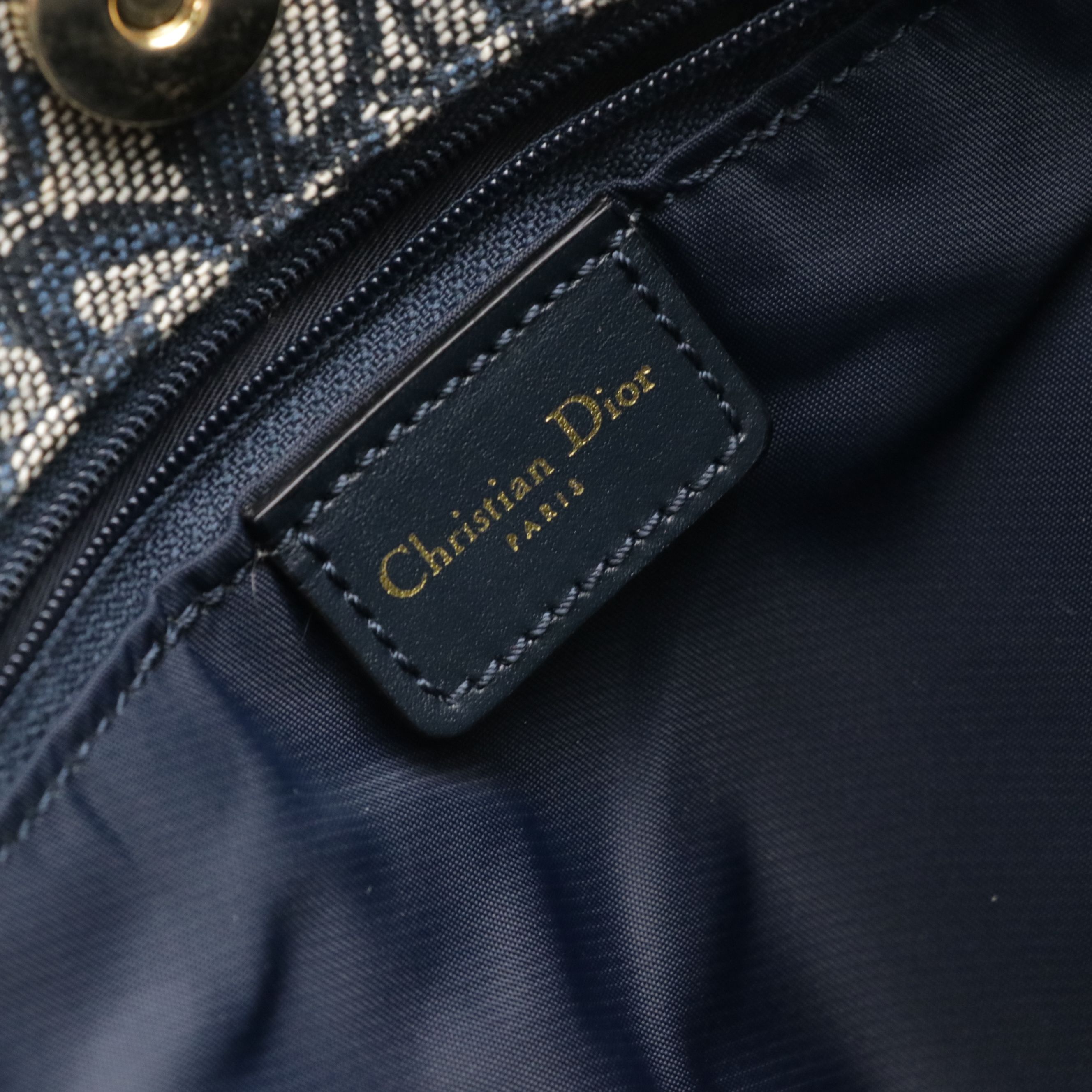 Christian Dior Vertical Tote in Navy Blue Oblique Trotter Canvas and Leather