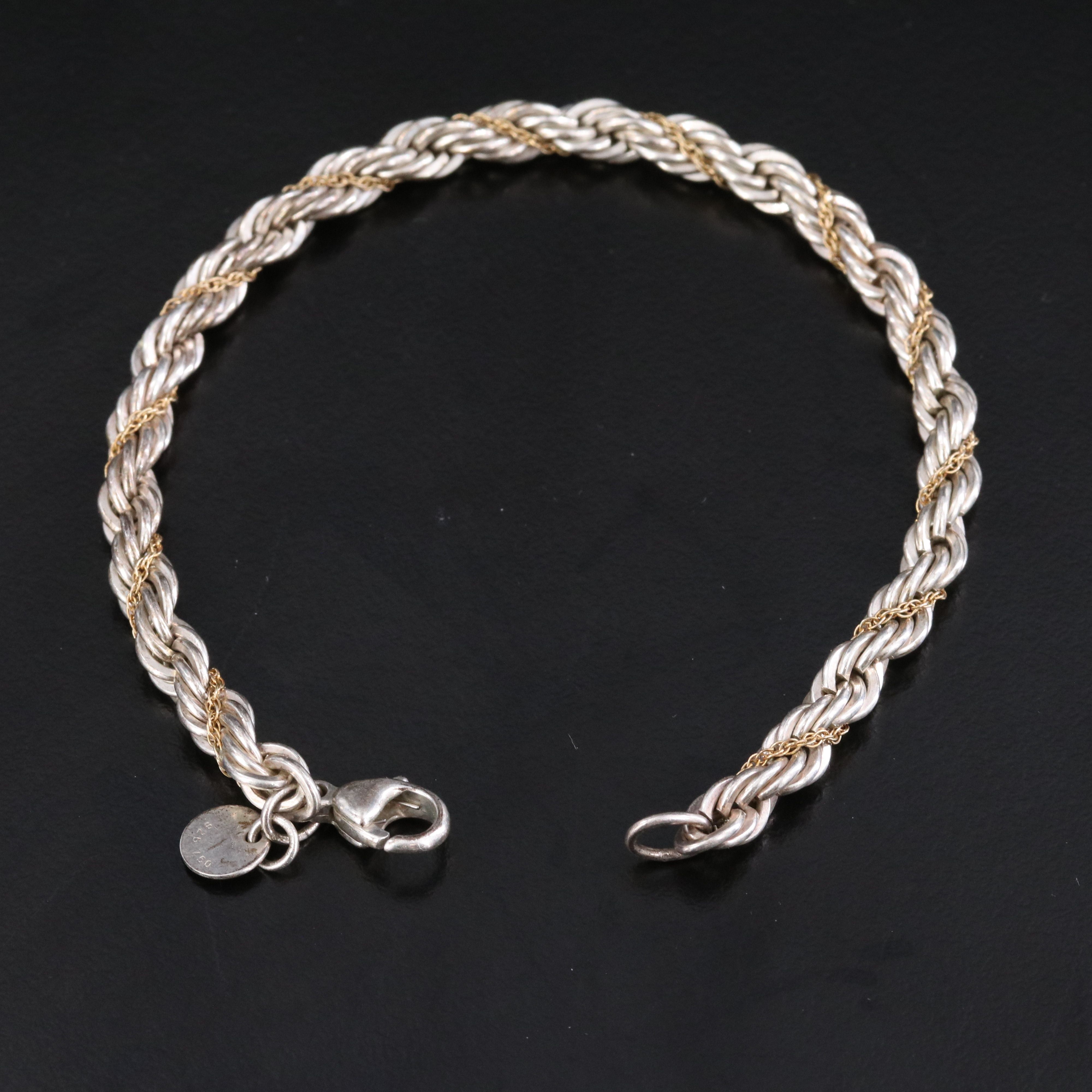 Tiffany & Co. Sterling and 18K Twisted Rope Bracelet