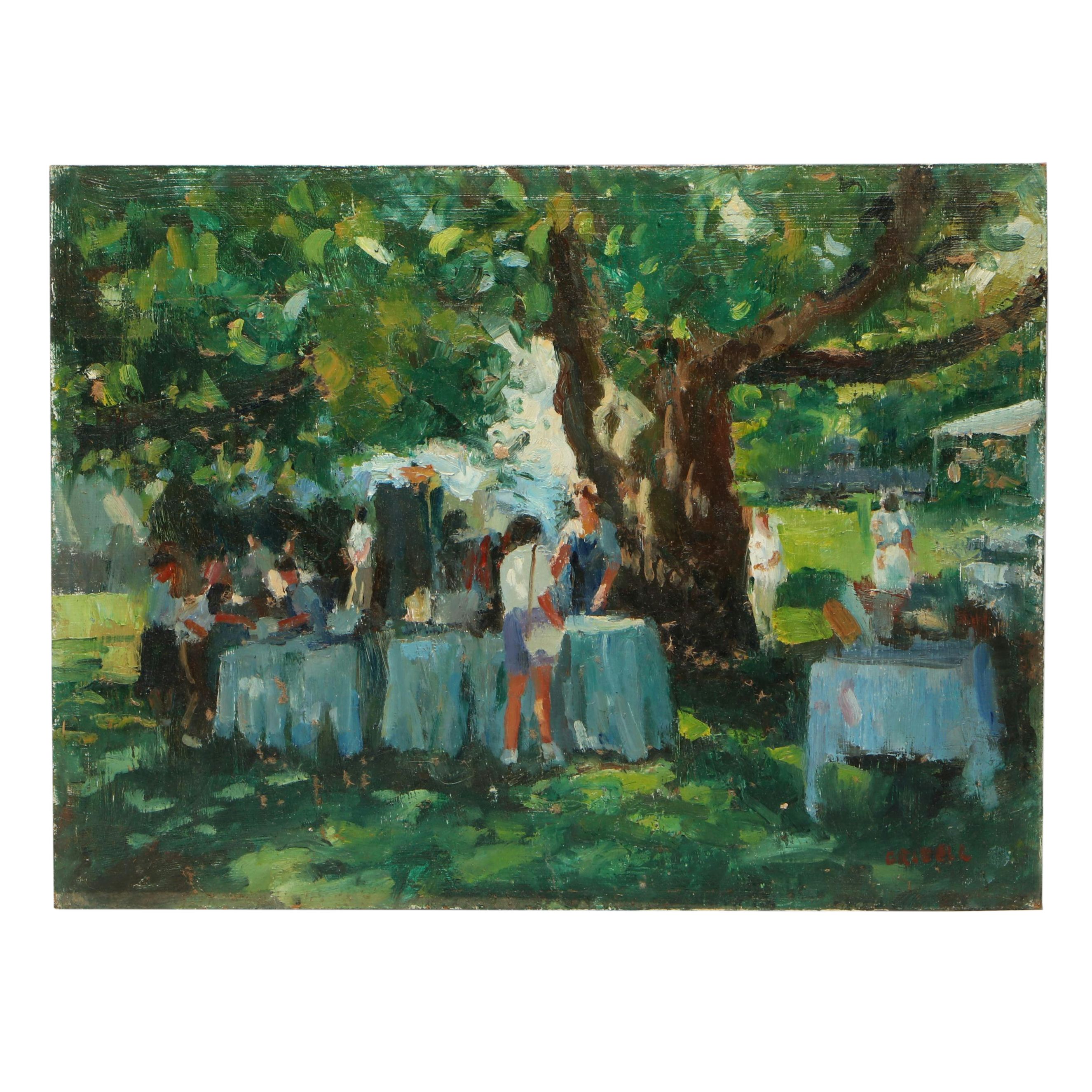 Susan Grisell Oil Painting of Summer Picnic Scene