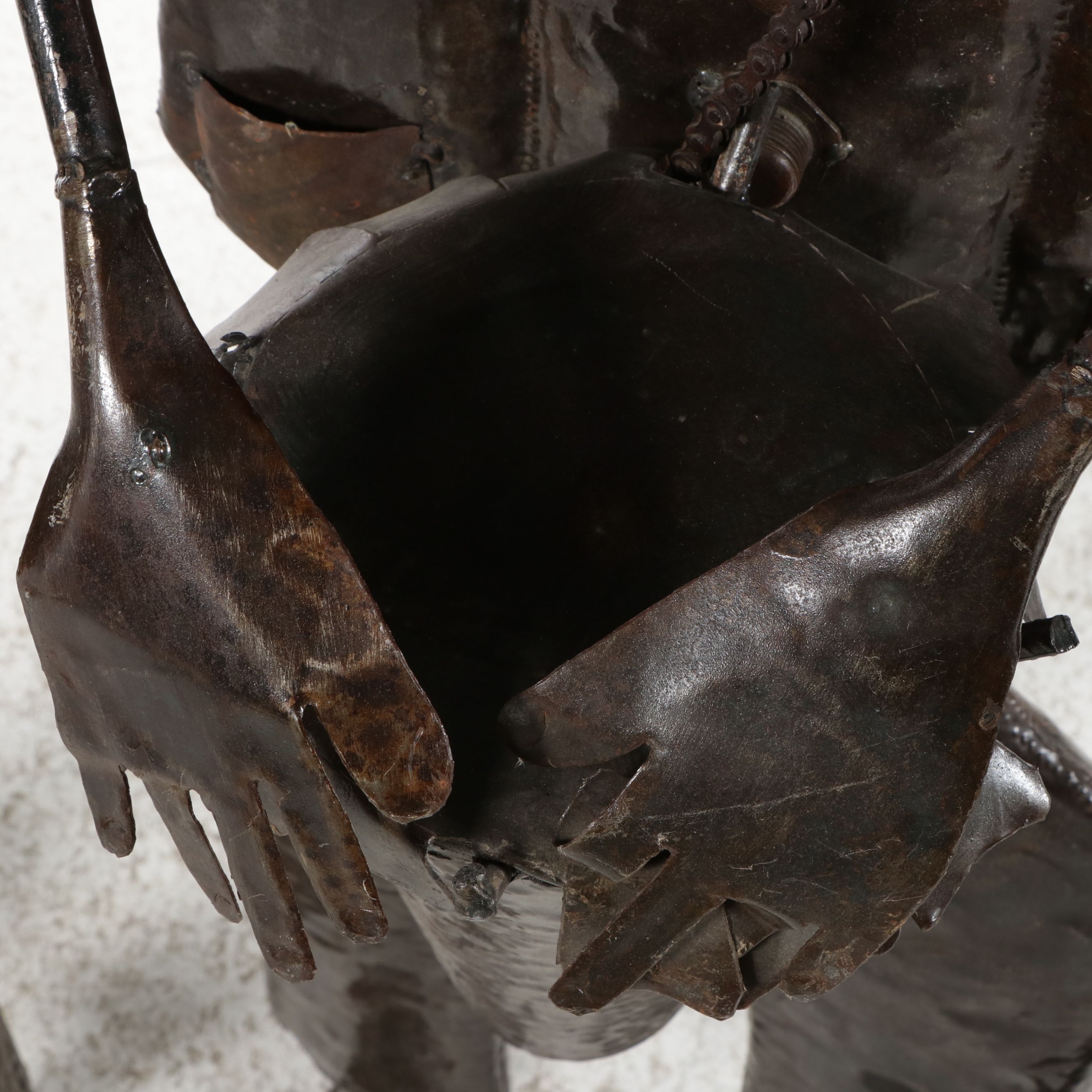 Handcrafted Folk Art Style Metal Figural Musician Sculptures