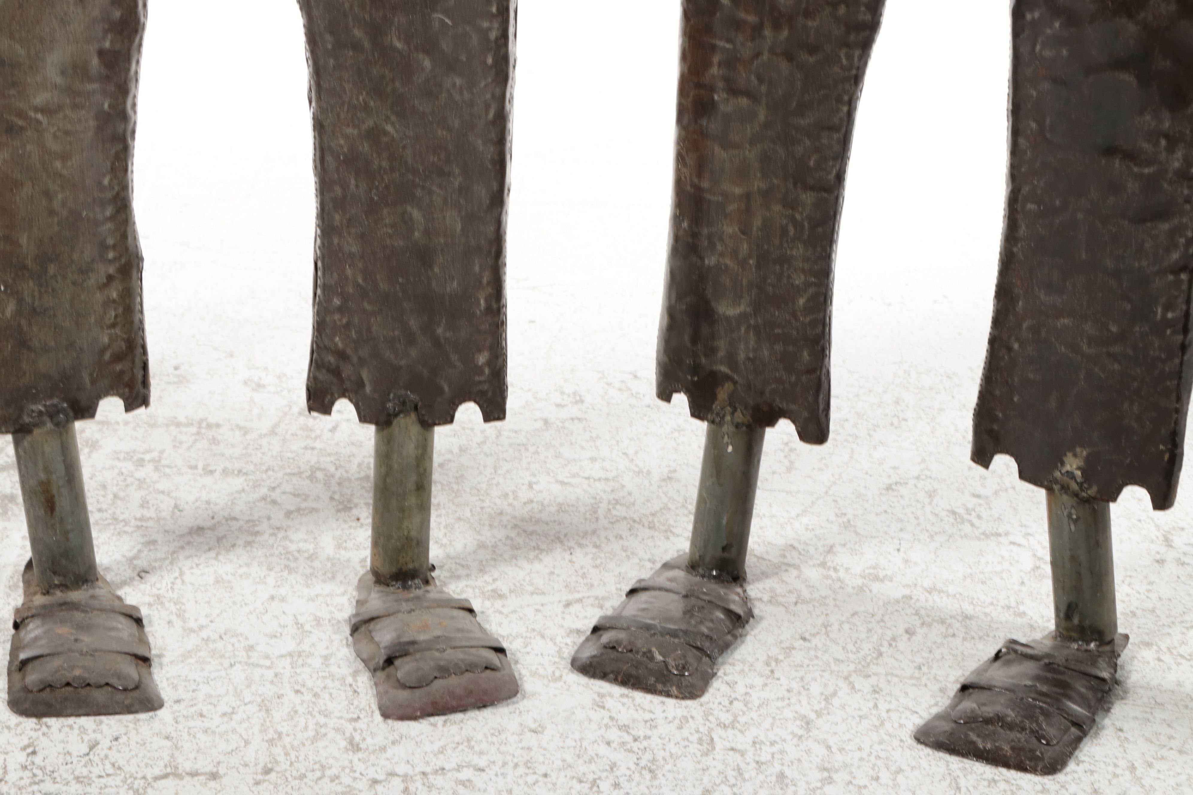 Handcrafted Folk Art Style Metal Figural Musician Sculptures