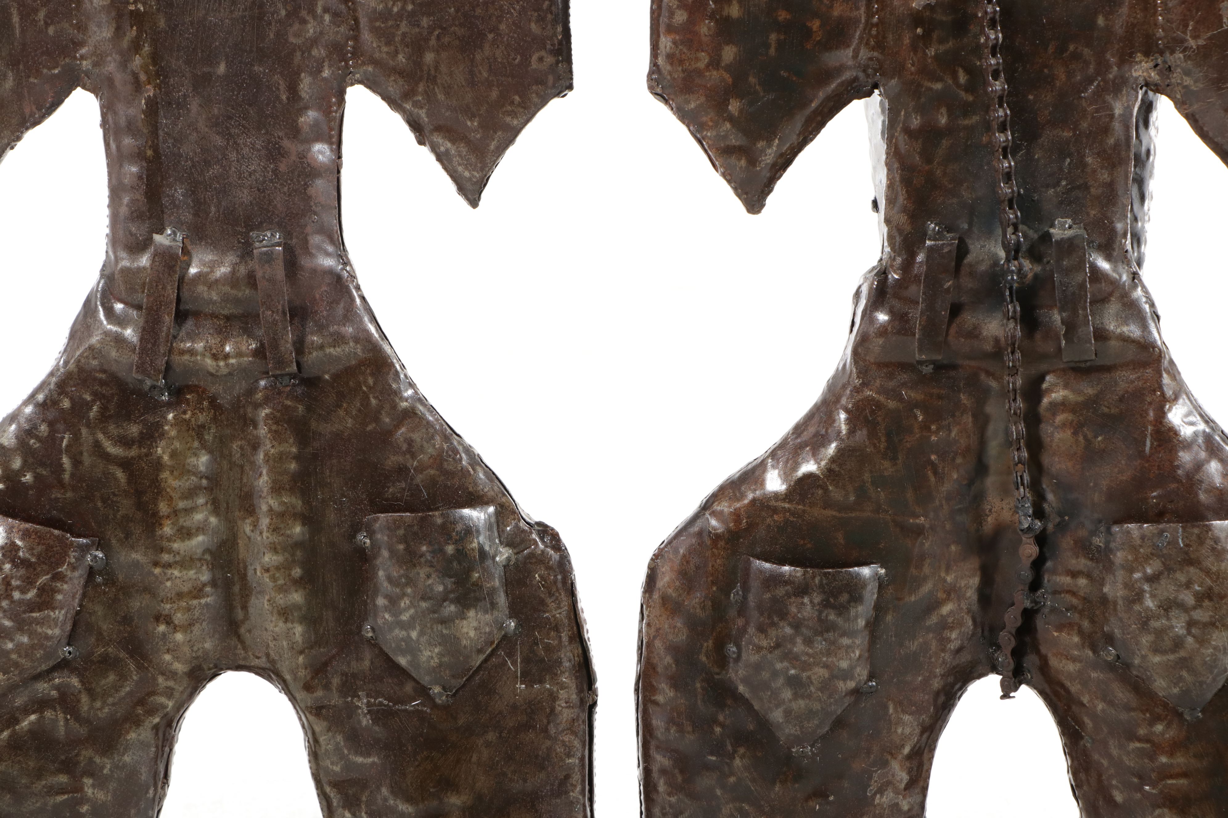 Handcrafted Folk Art Style Metal Figural Musician Sculptures