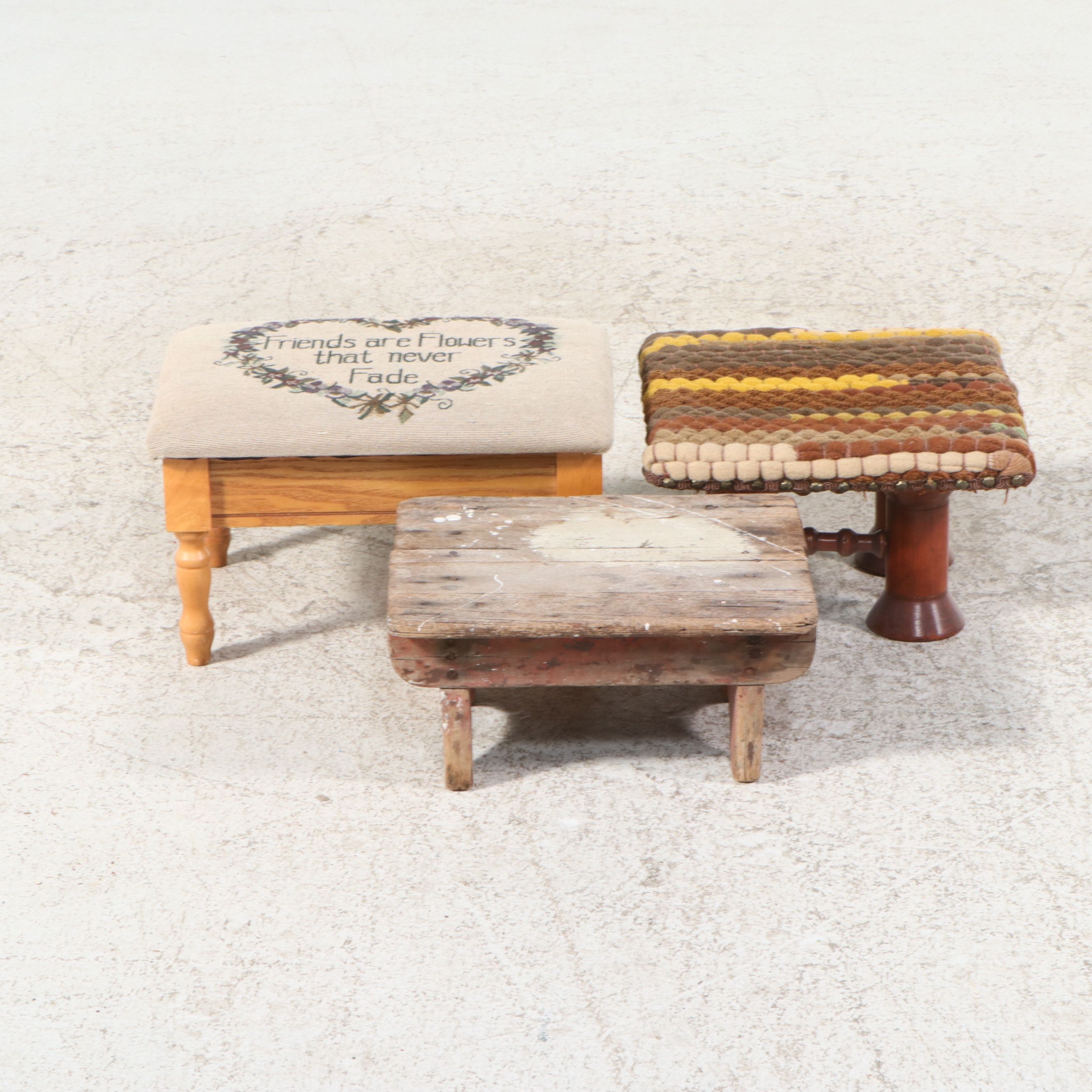 Van Troxel Needlepoint Footstool with Others