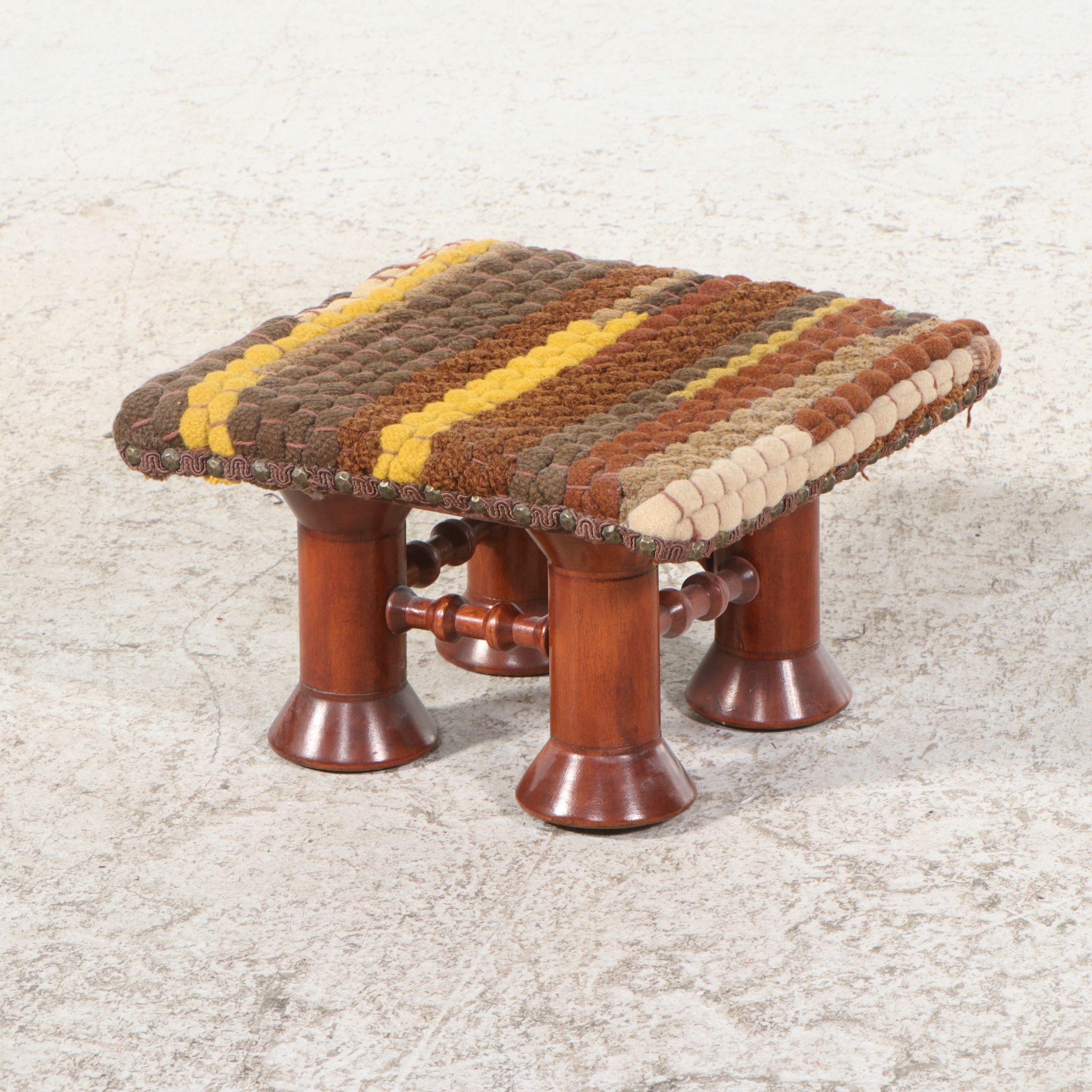 Van Troxel Needlepoint Footstool with Others