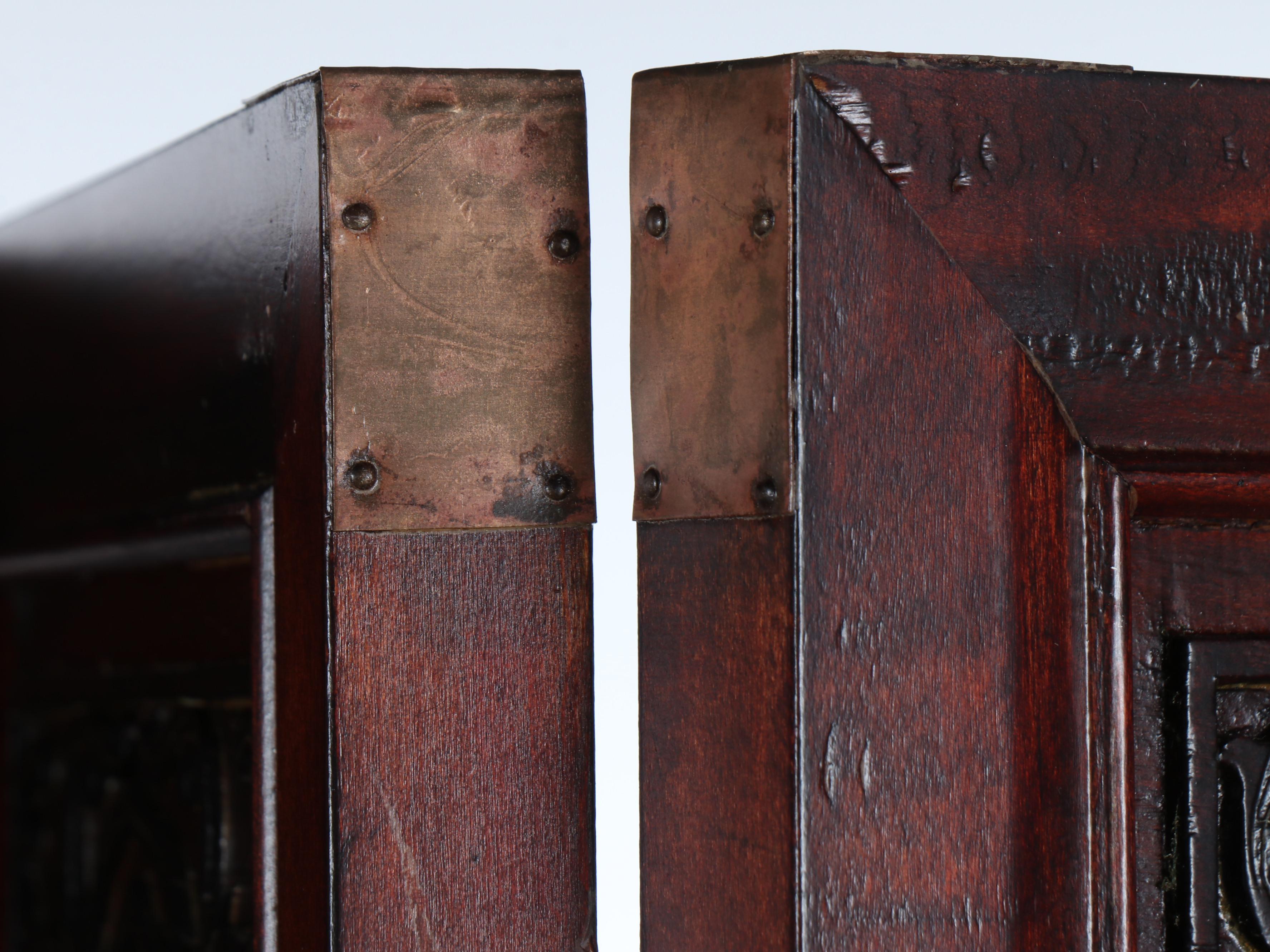 Chinese Hand-Painted Landscape in Carved Wood Six-Panel Folding Screen