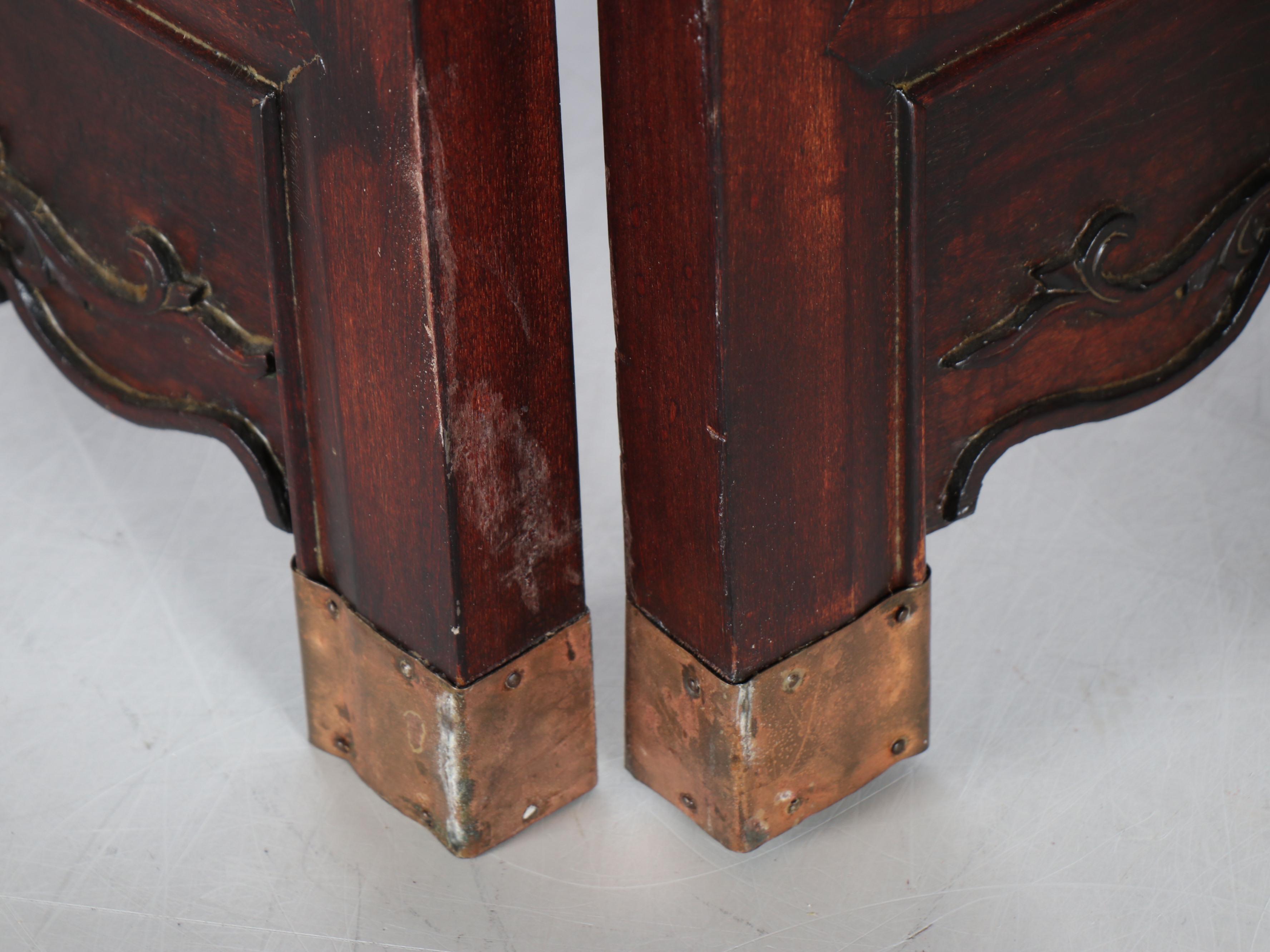 Chinese Hand-Painted Landscape in Carved Wood Six-Panel Folding Screen