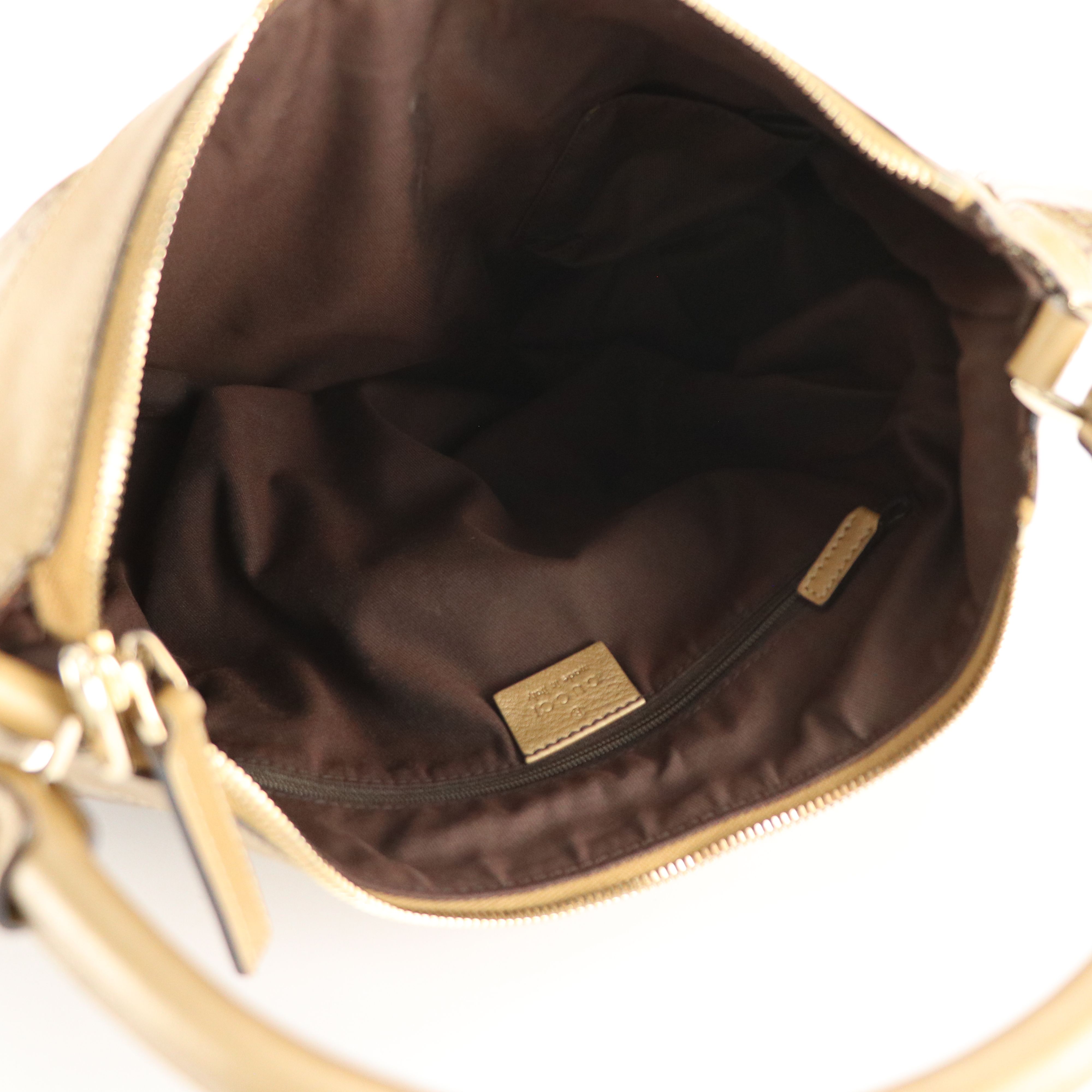 Gucci Abbey D-Ring Hobo Shoulder Bag in GG Crystal Canvas and Shimmery Calfskin