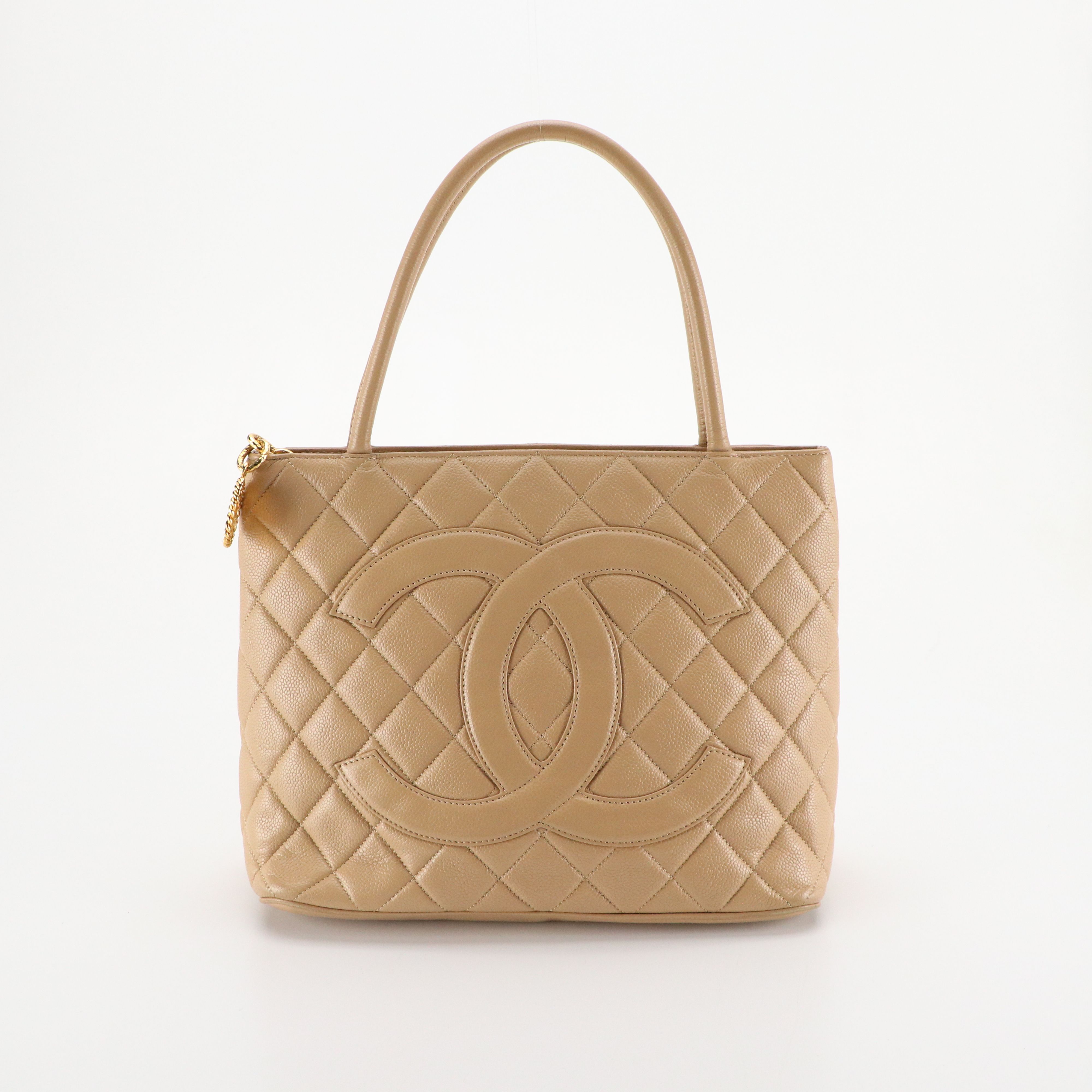 Chanel Medallion Tote in Neutral Caviar Leather