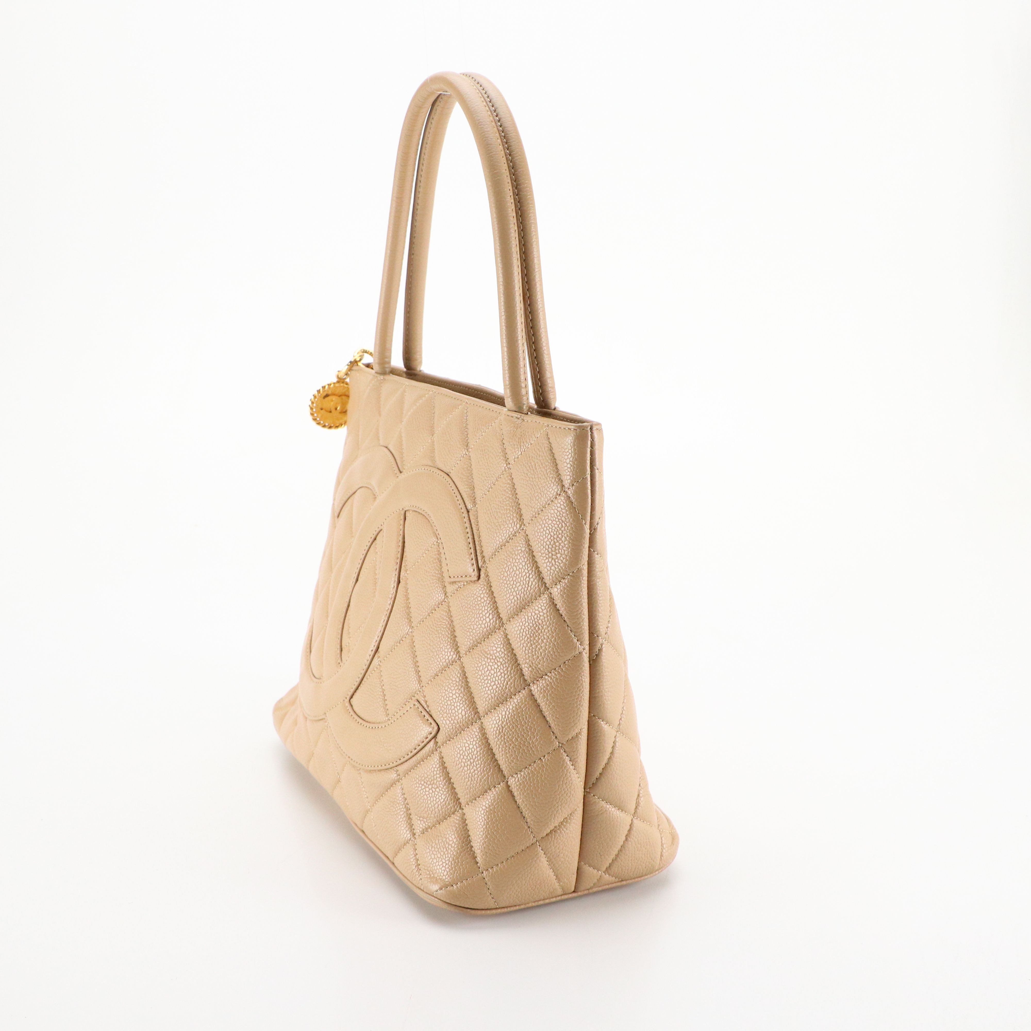 Chanel Medallion Tote in Neutral Caviar Leather