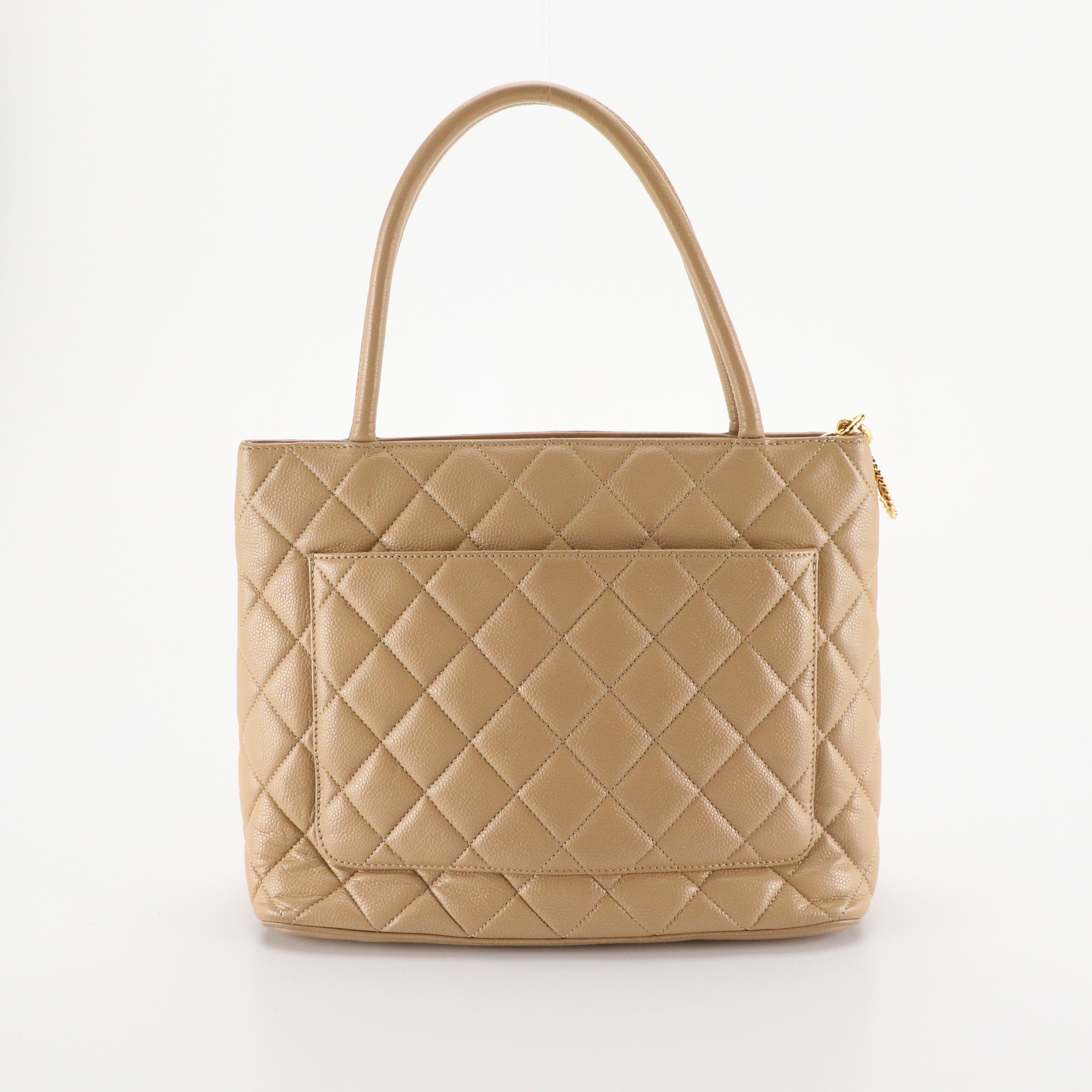 Chanel Medallion Tote in Neutral Caviar Leather