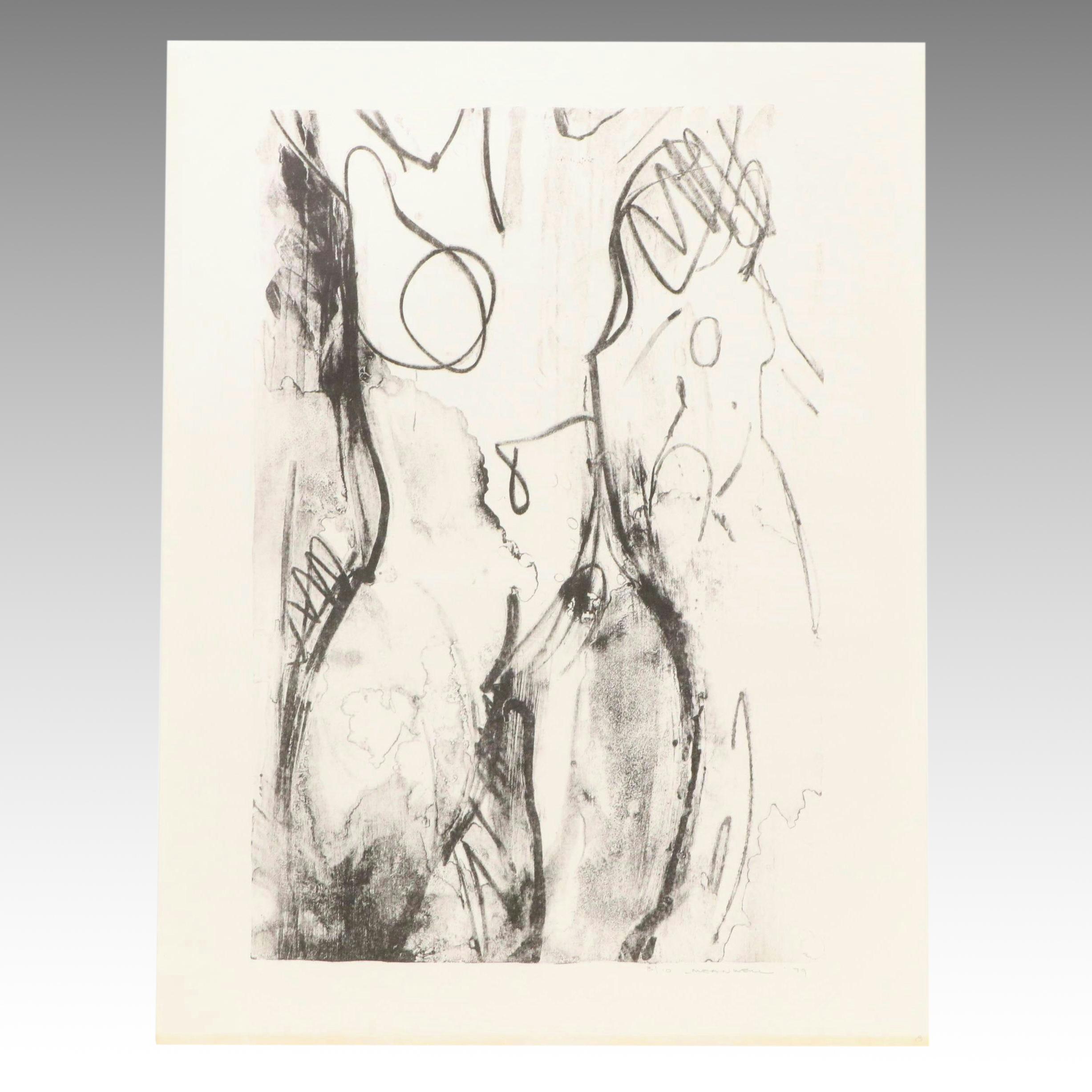 Jack Meanwell Lithograph: Modern Figural, 1979