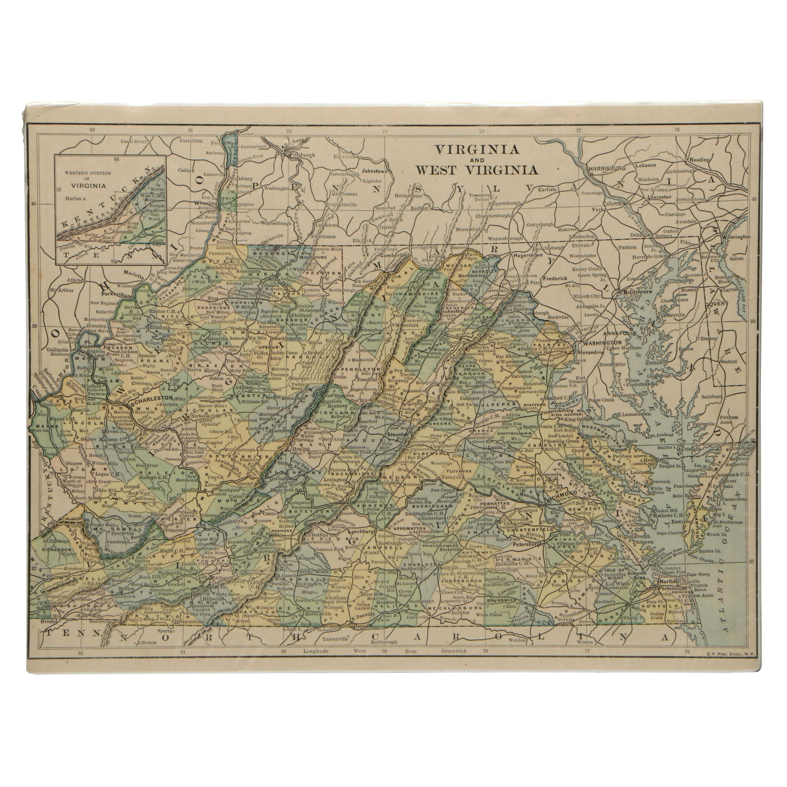 Rand McNally and Other Maps of Virginia, West Virginia, and South Carolina
