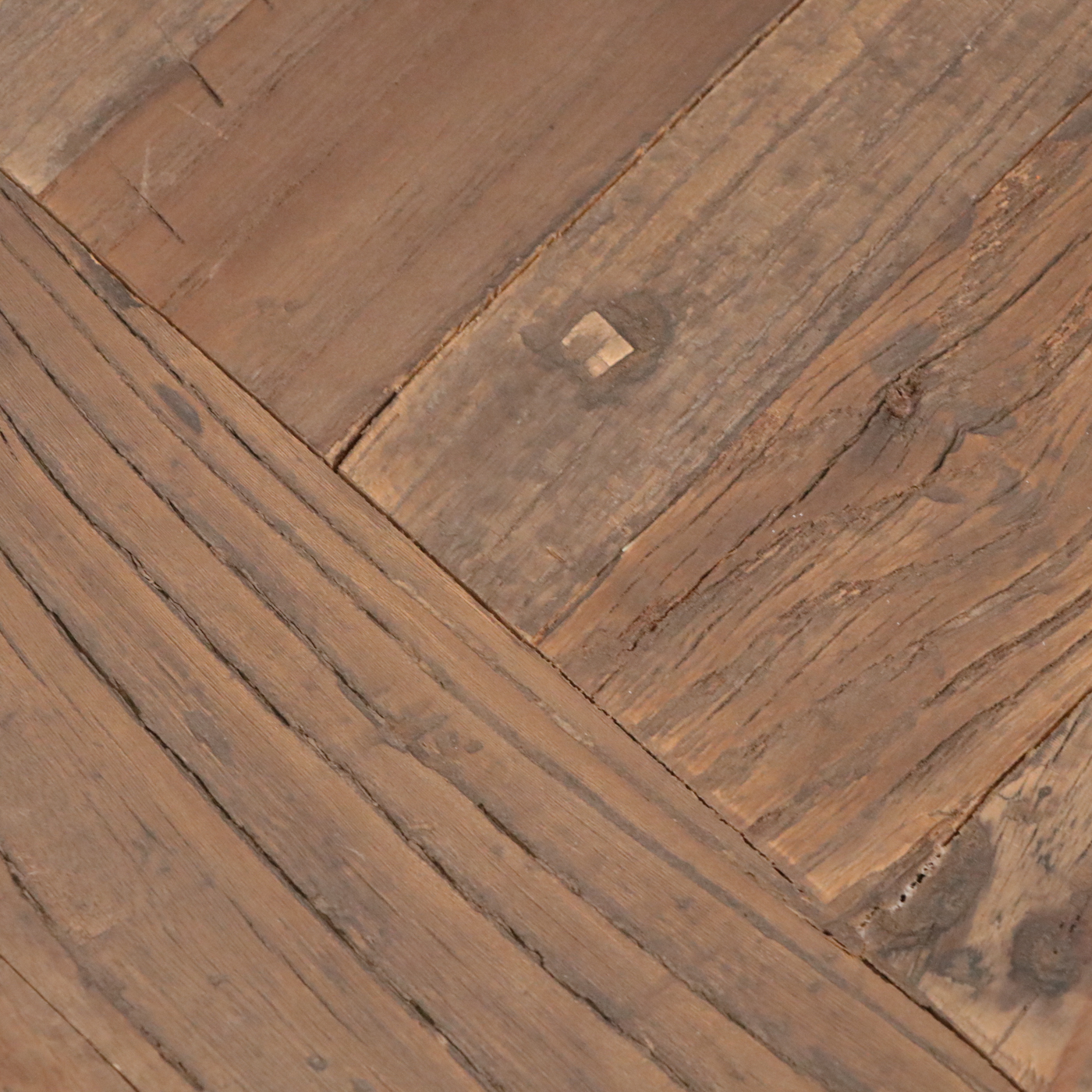 Industrial Style Parquet Wood Top Metal Coffee Table