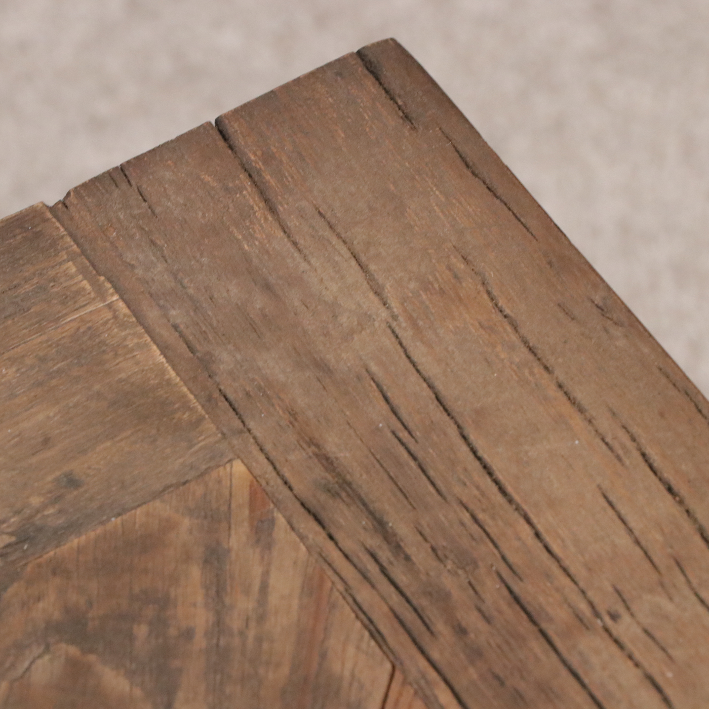 Industrial Style Parquet Wood Top Metal Coffee Table