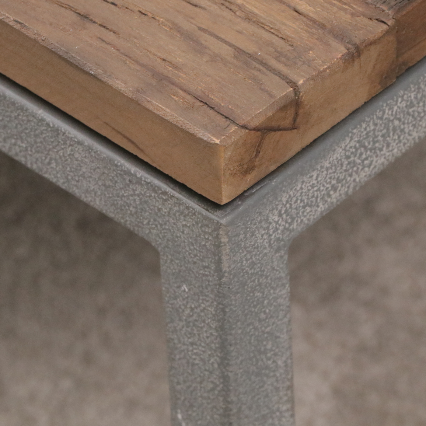 Industrial Style Parquet Wood Top Metal Coffee Table